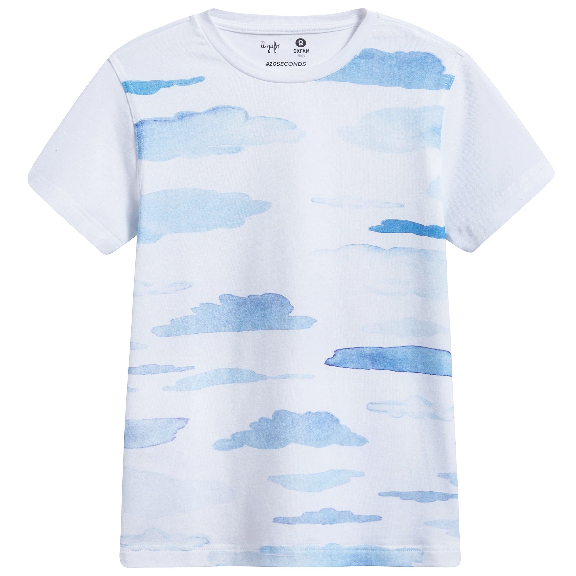 Boys White Sky Printed Cotton T-shirt