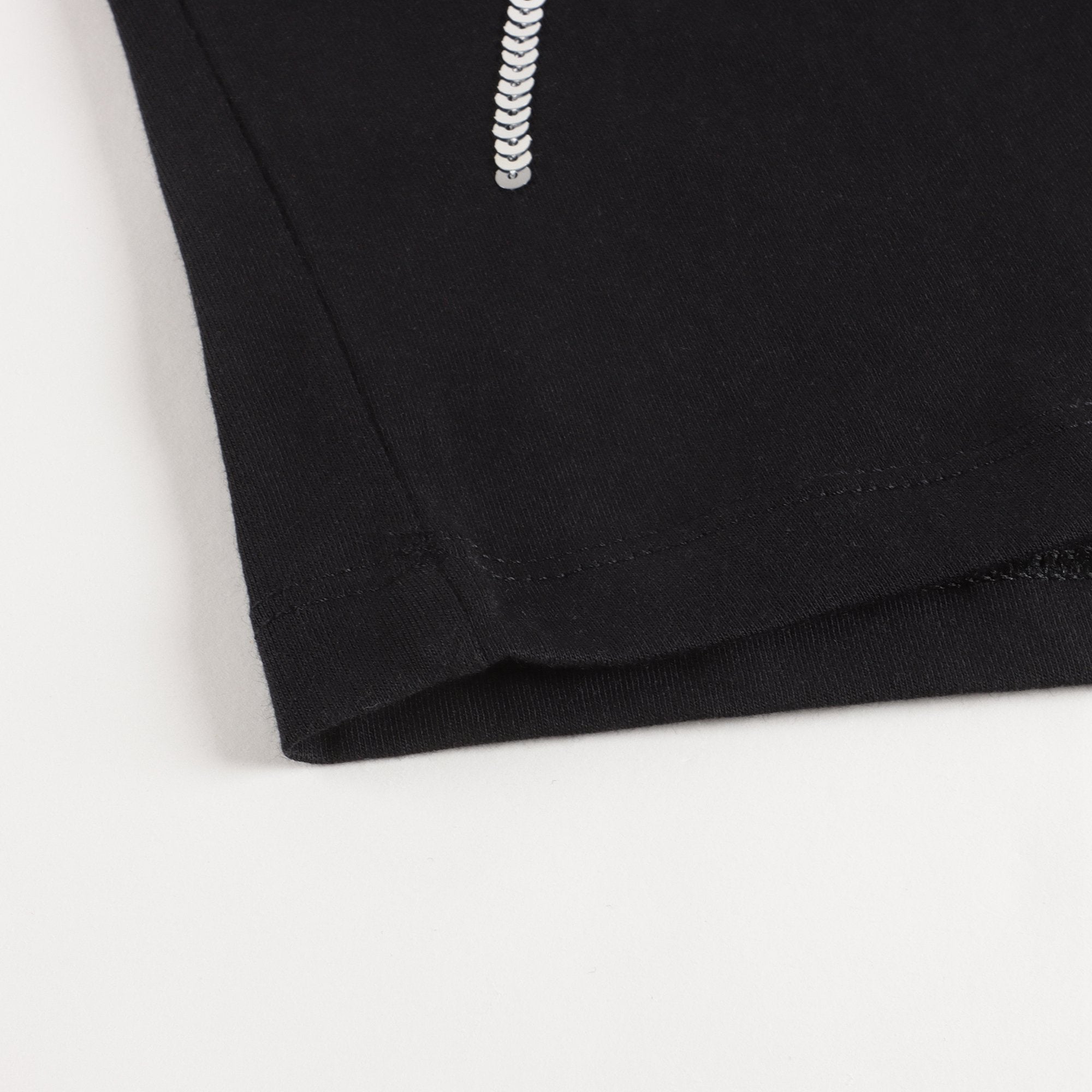 Girls Black Glitter Logo Cotton T-Shirt