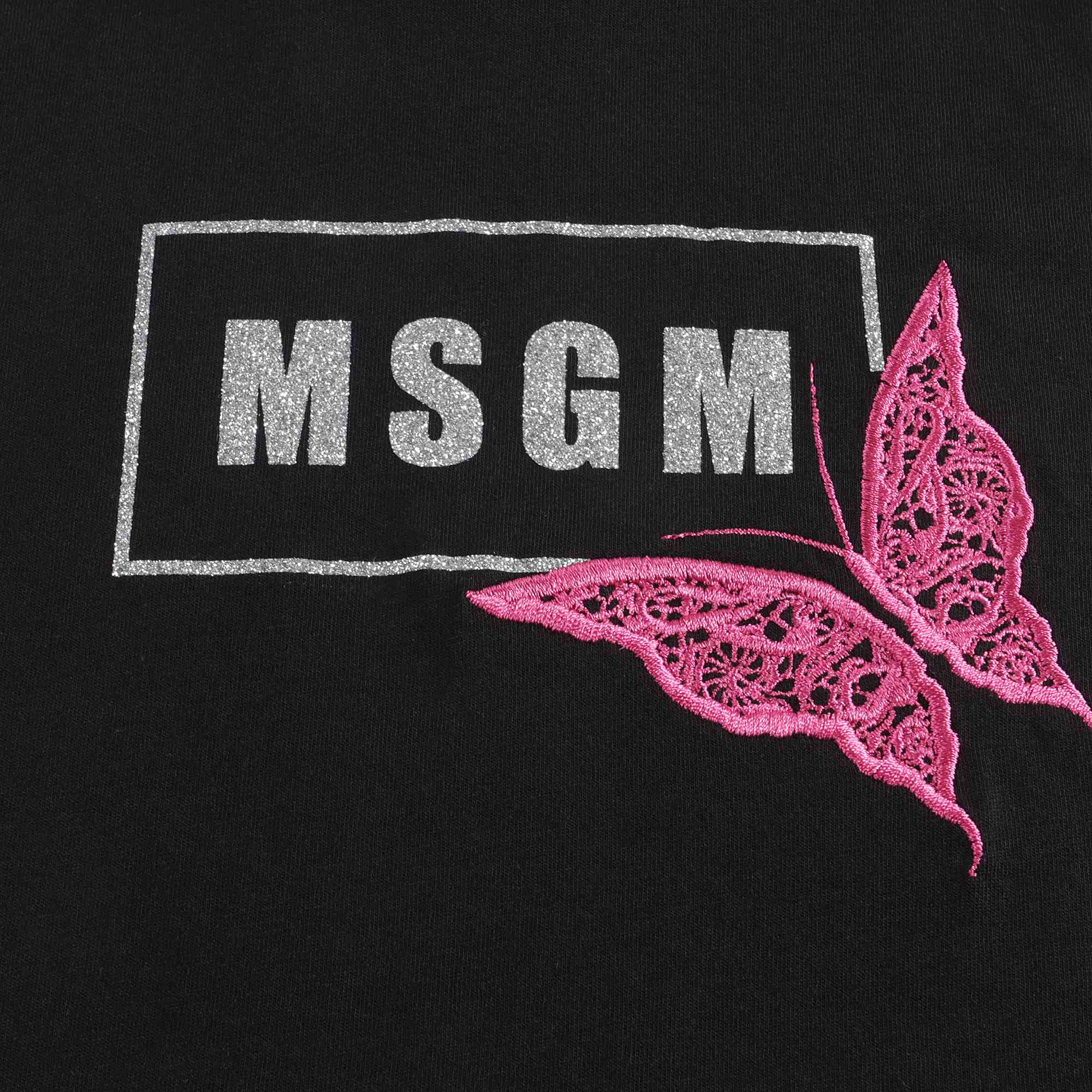 Girls Black Logo Cotton T-Shirt