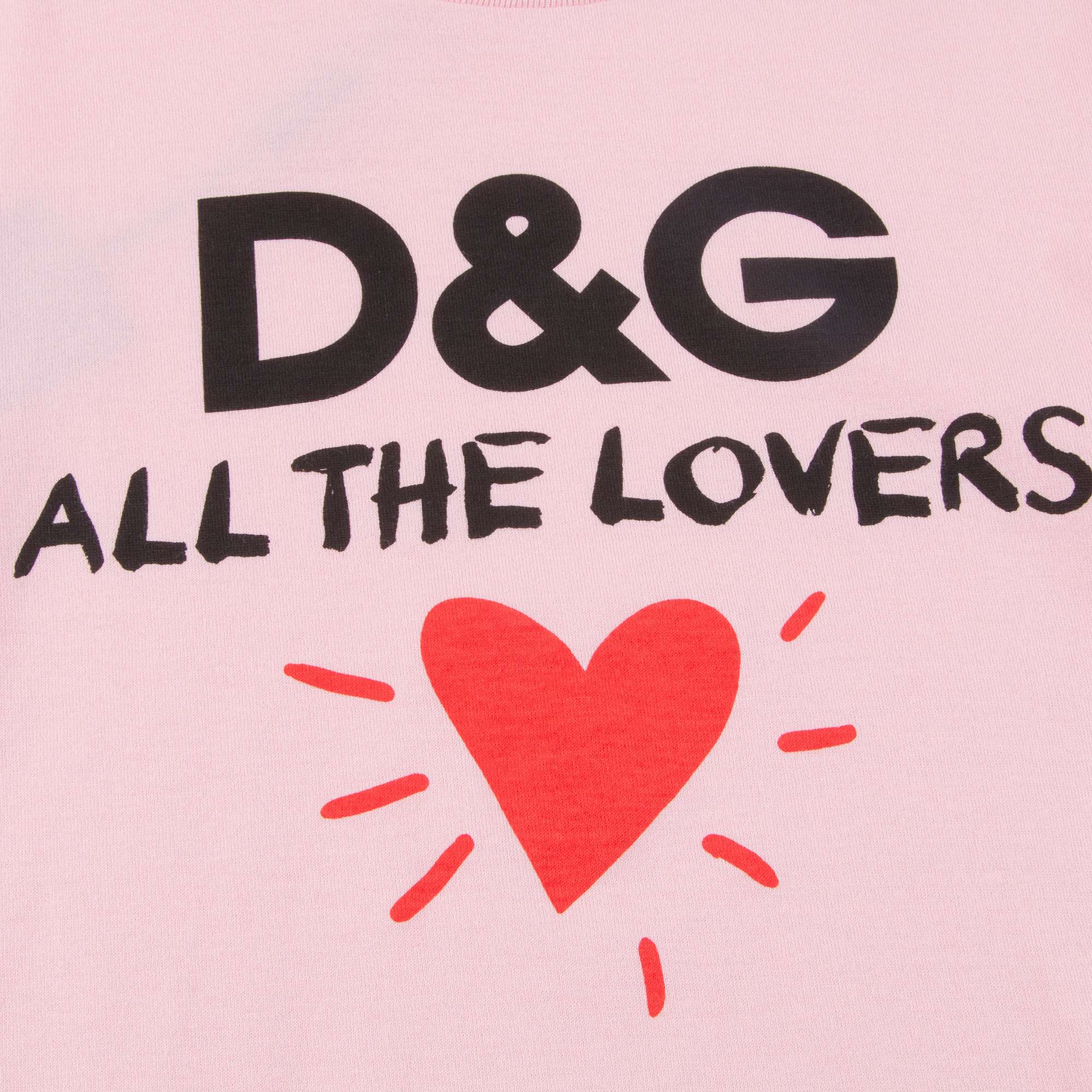 Girls Pink "DG & Love" Cotton T-shirt