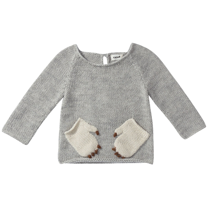 Baby Light Grey Alpaga Wool Monster Sweater