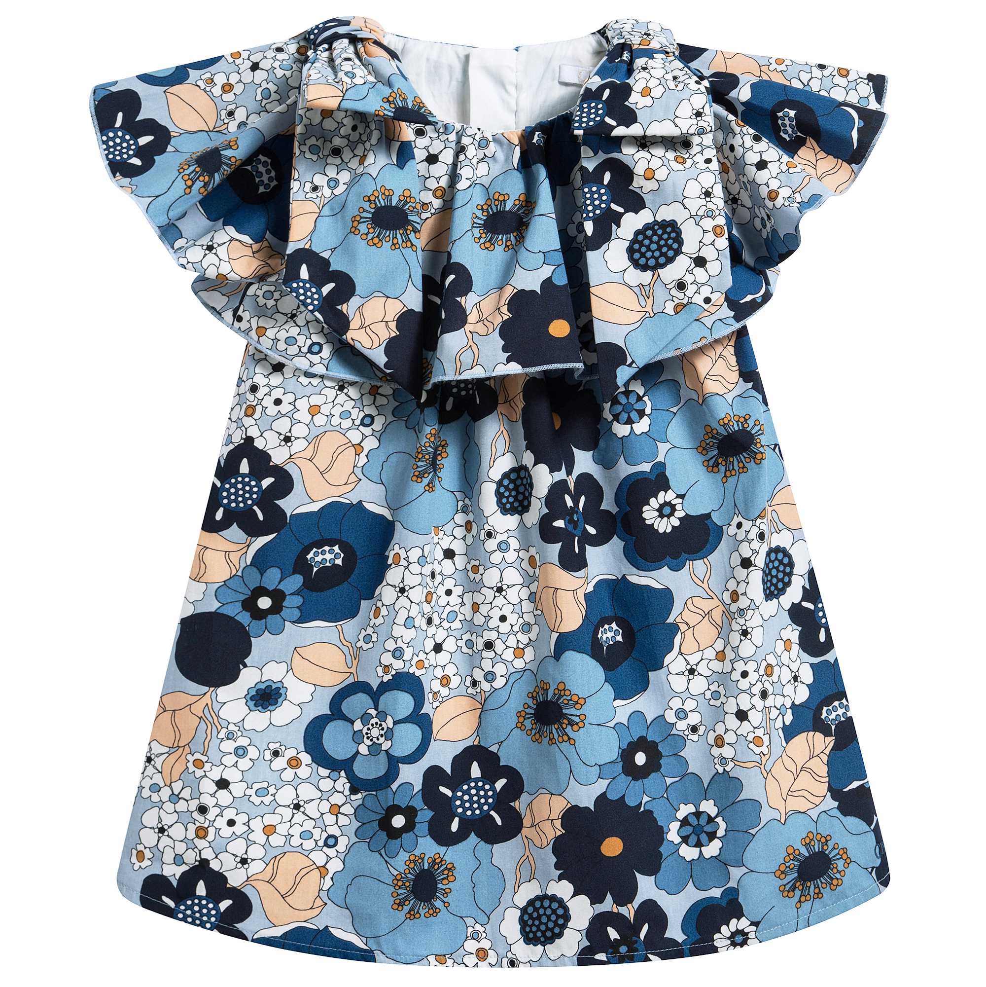 Baby Girls Marine Blue Cotton Dress
