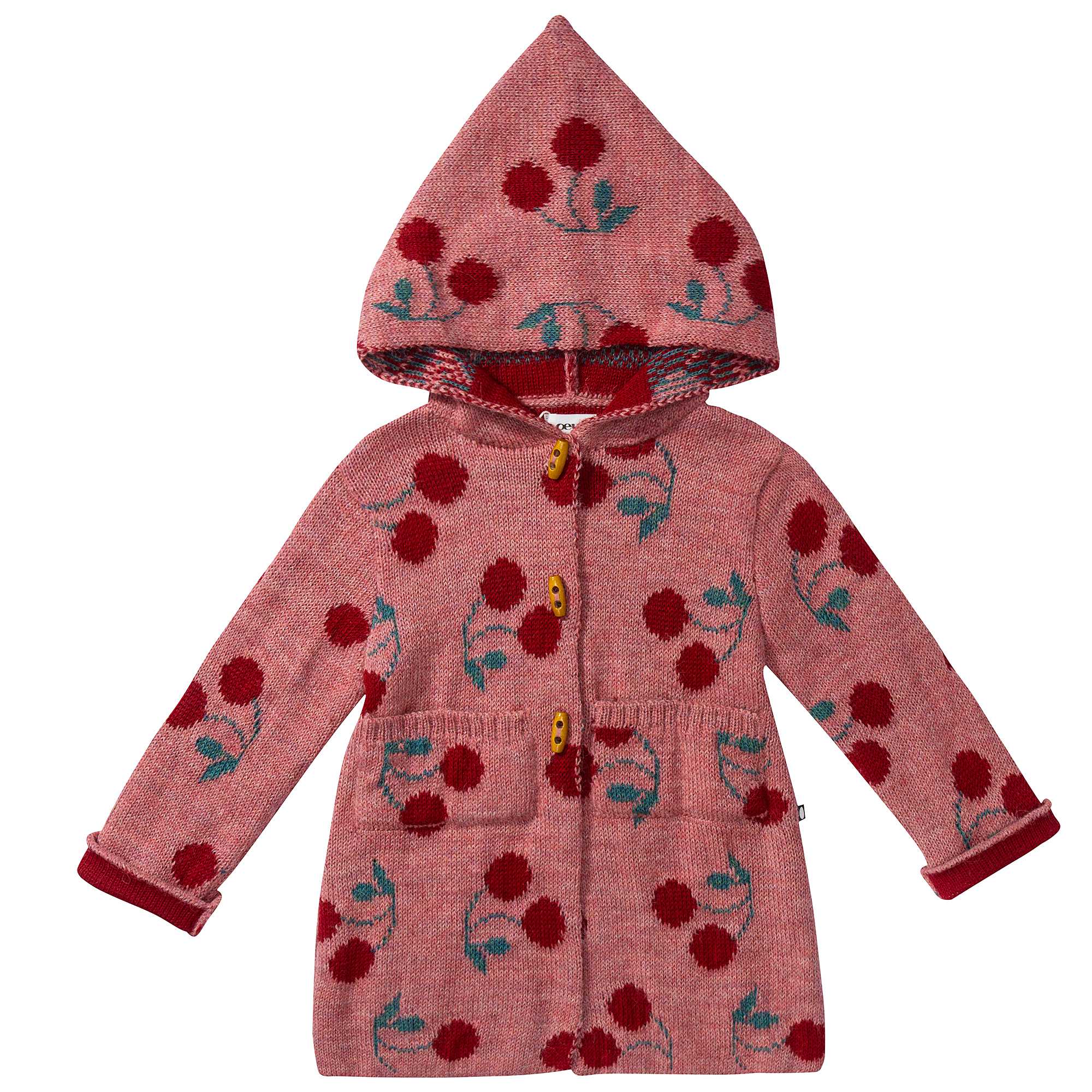 Girls Rose Pink Cherry Alpaca Hooded Coat