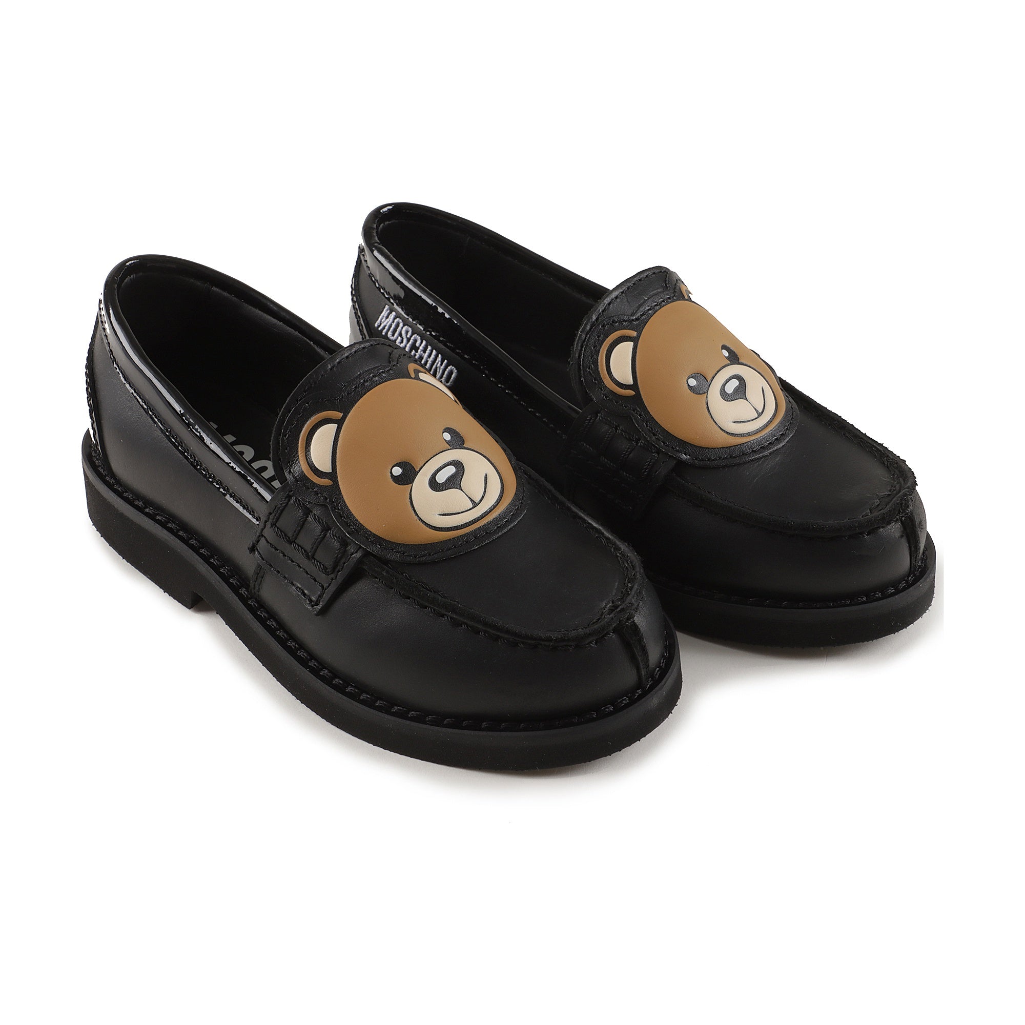 Boys & Girls Black Teddy Bear Flat Shoes