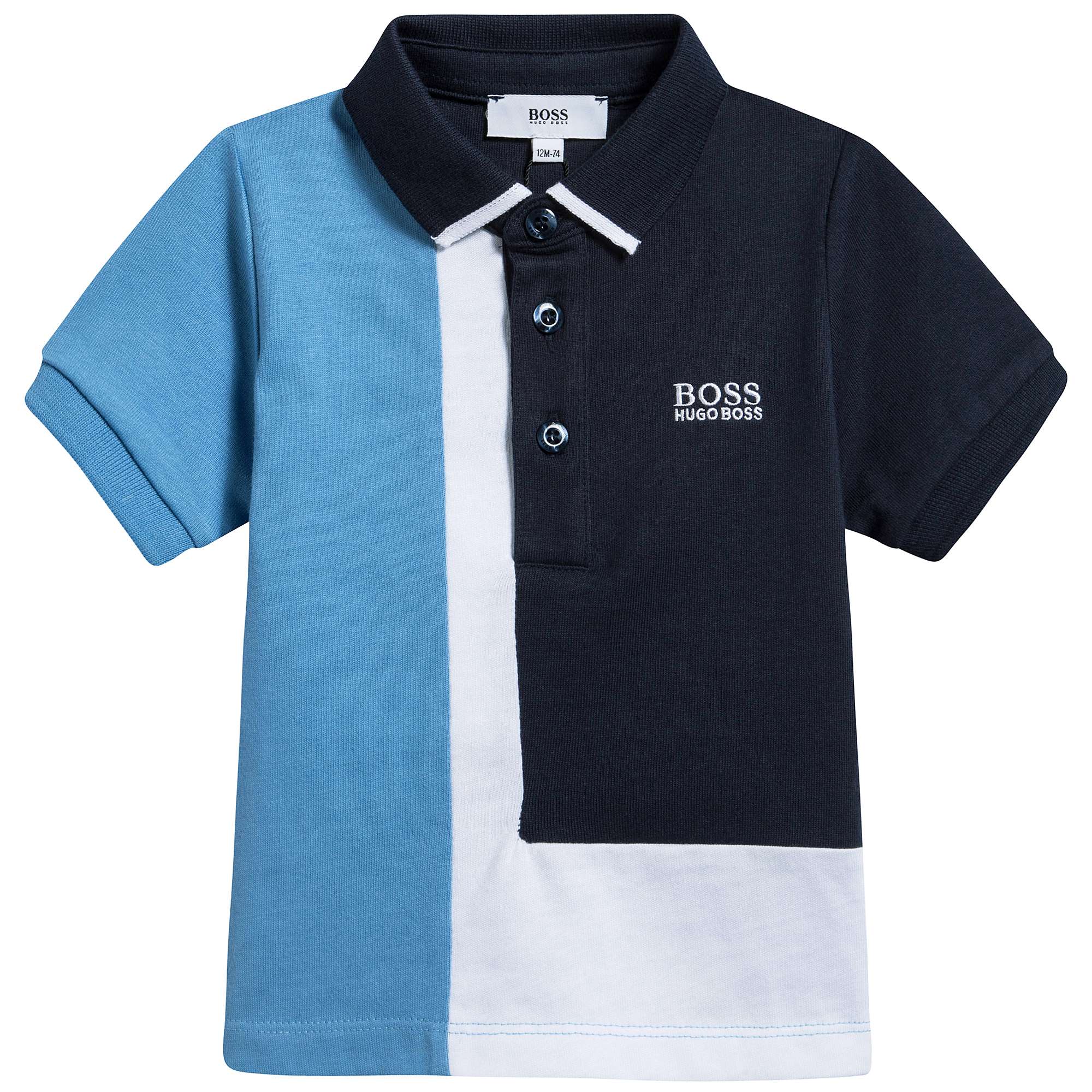 Baby Boys Blue & White Cotton Polo Shirt