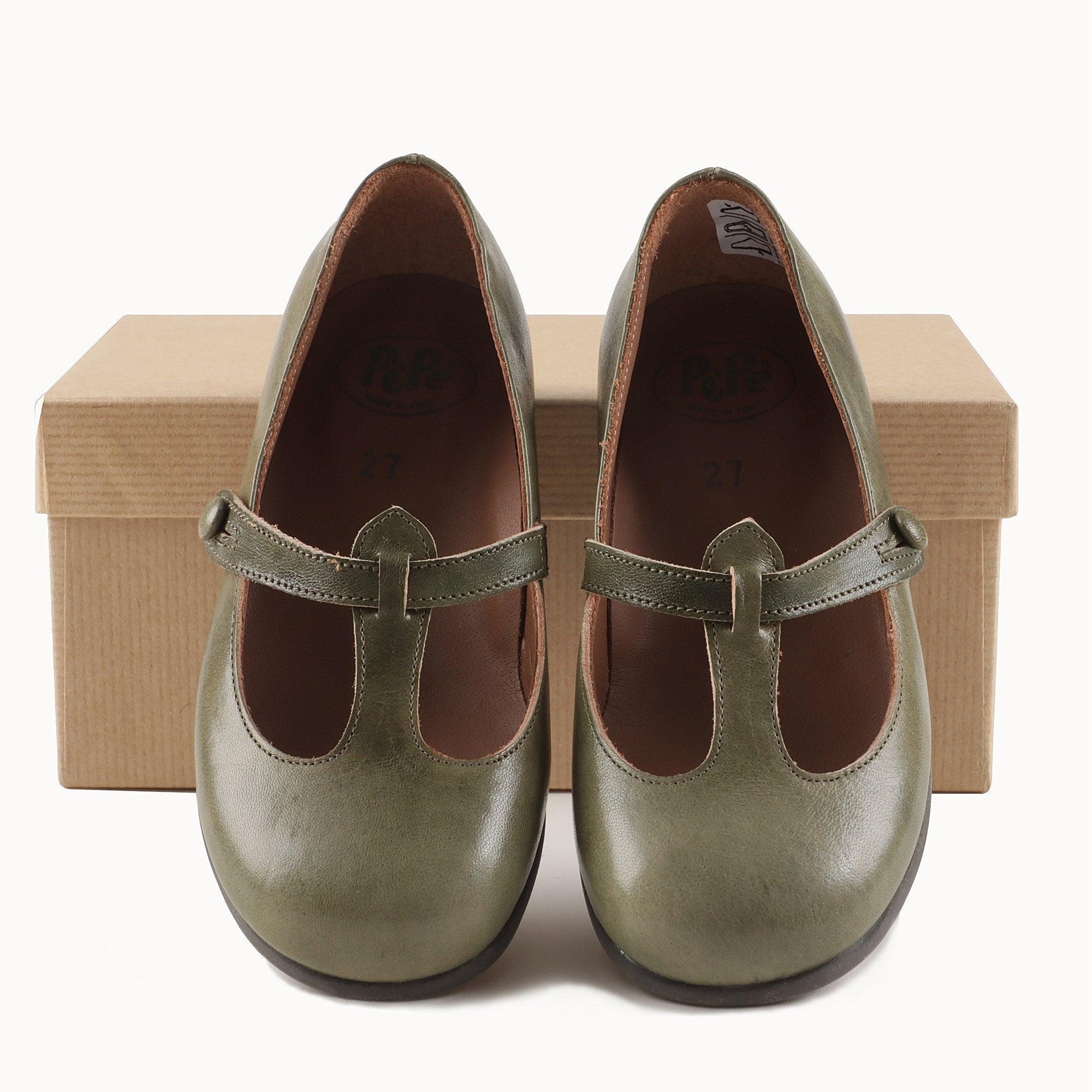 Girls Green Leather Shoes