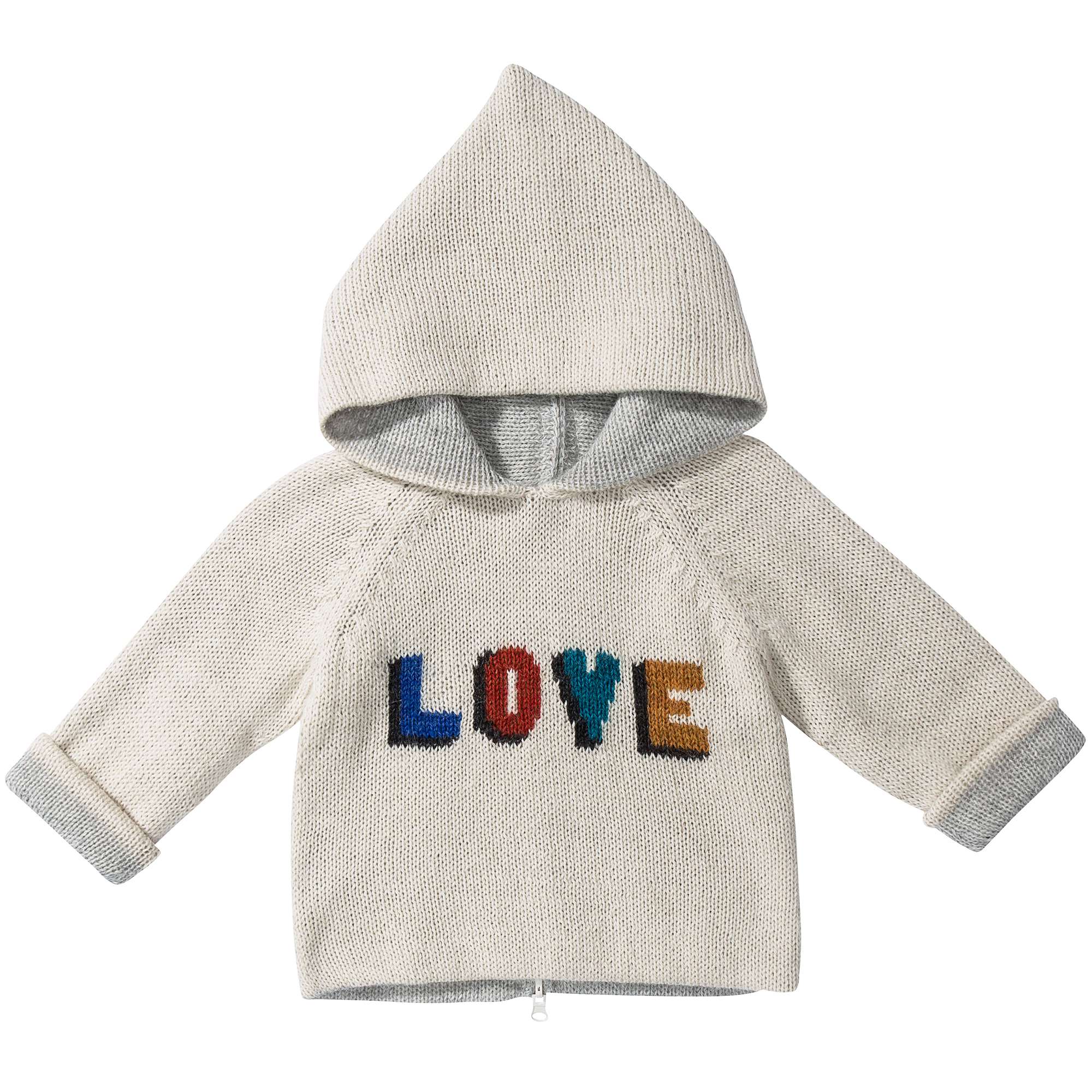 Baby White Love Alpaca Hooded Sweater
