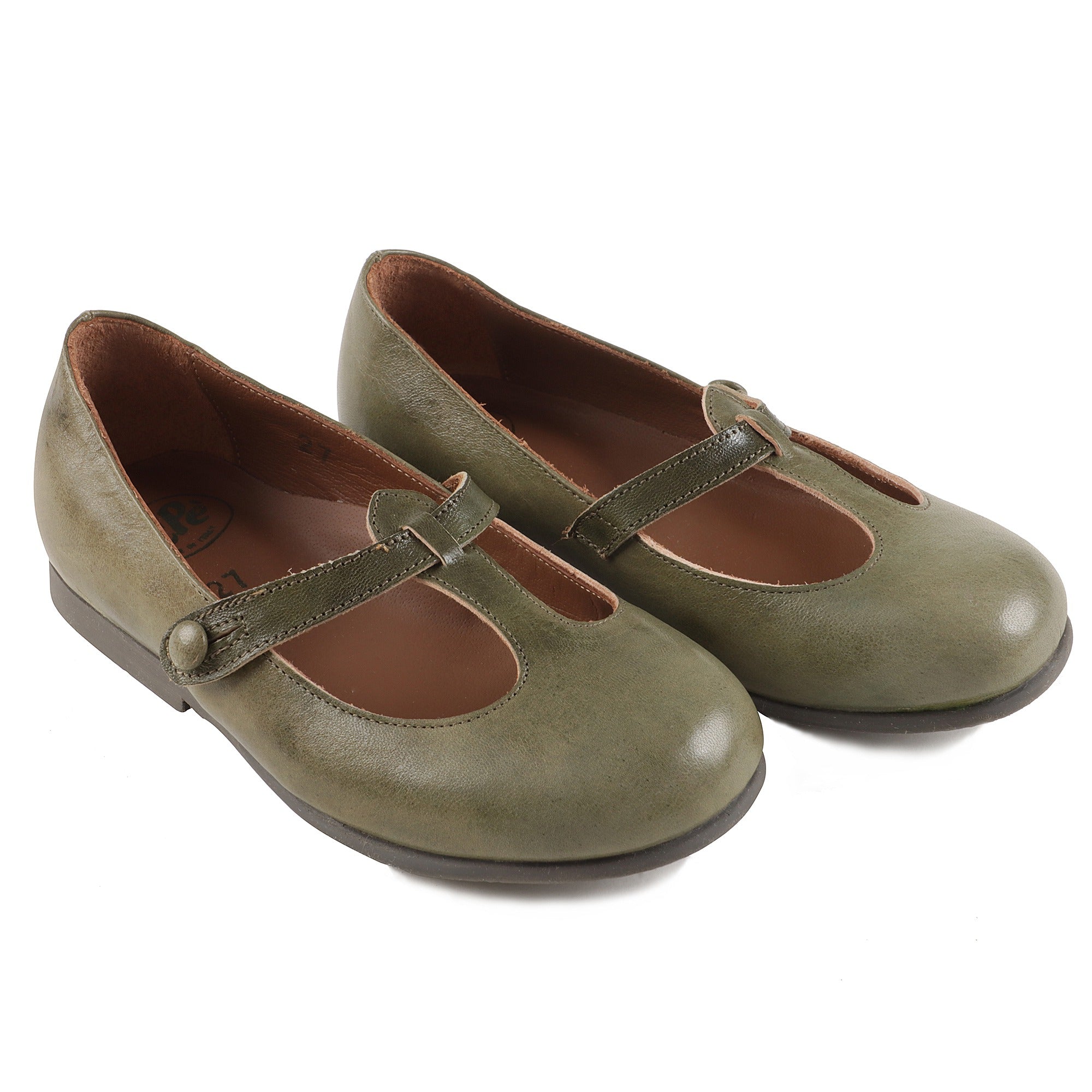 Girls Green Leather Shoes