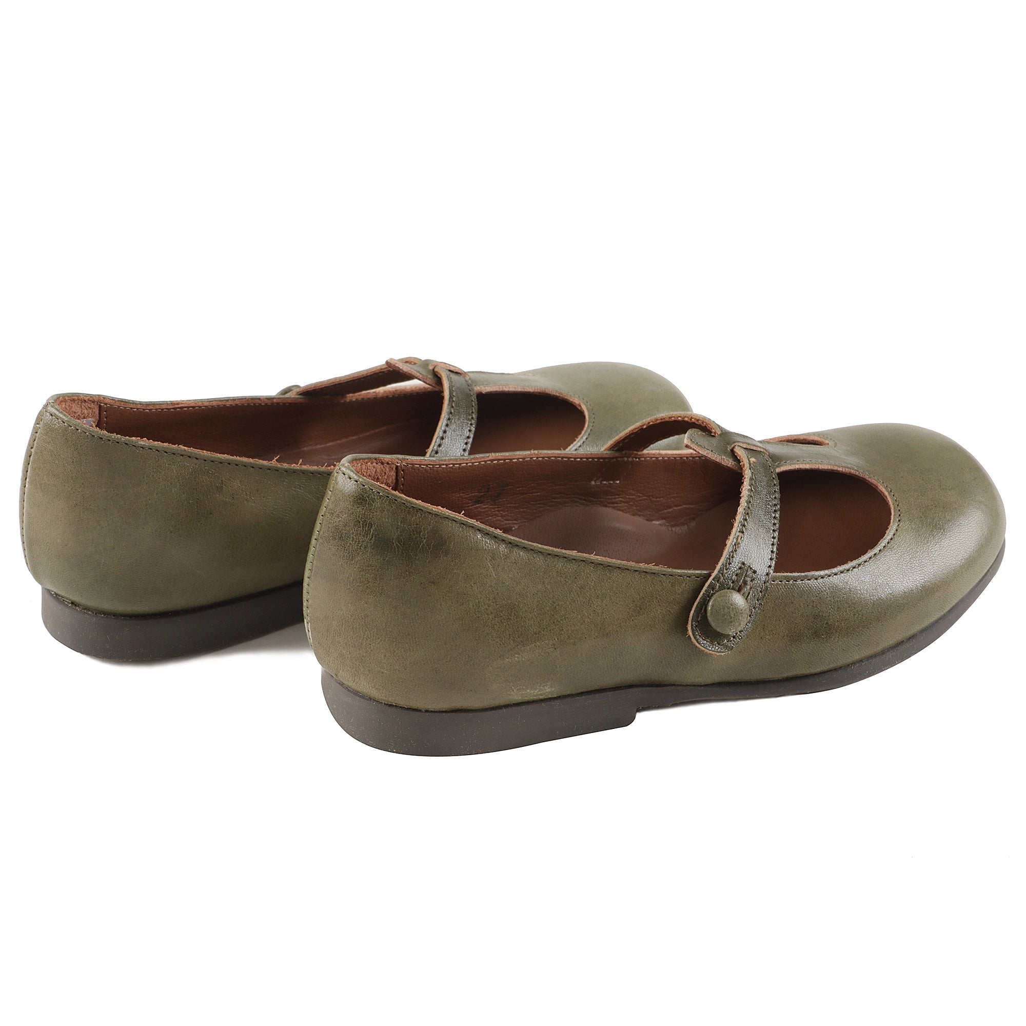 Girls Green Leather Shoes