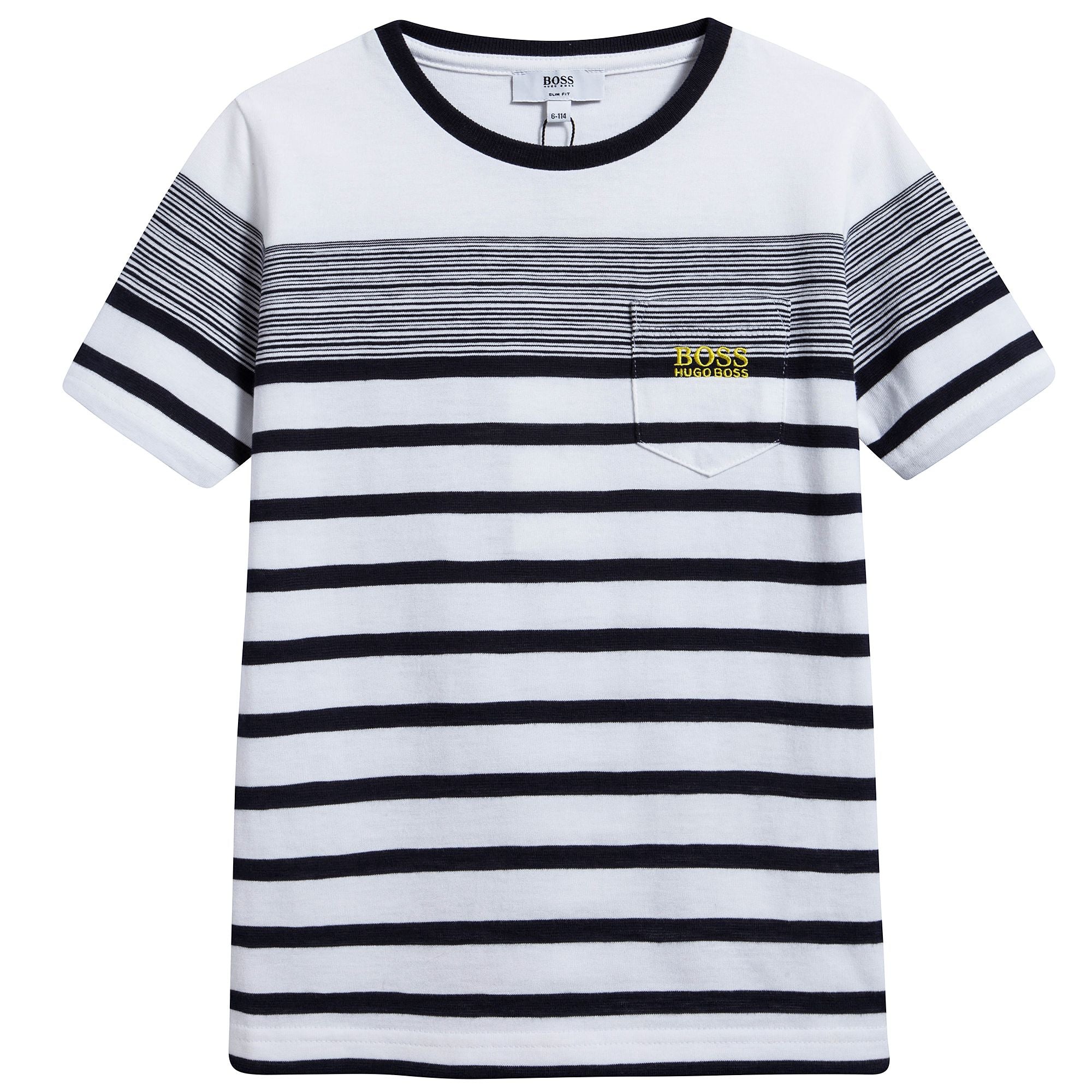 Boys White  &   Black  Striped   Cotton  T-Shirt
