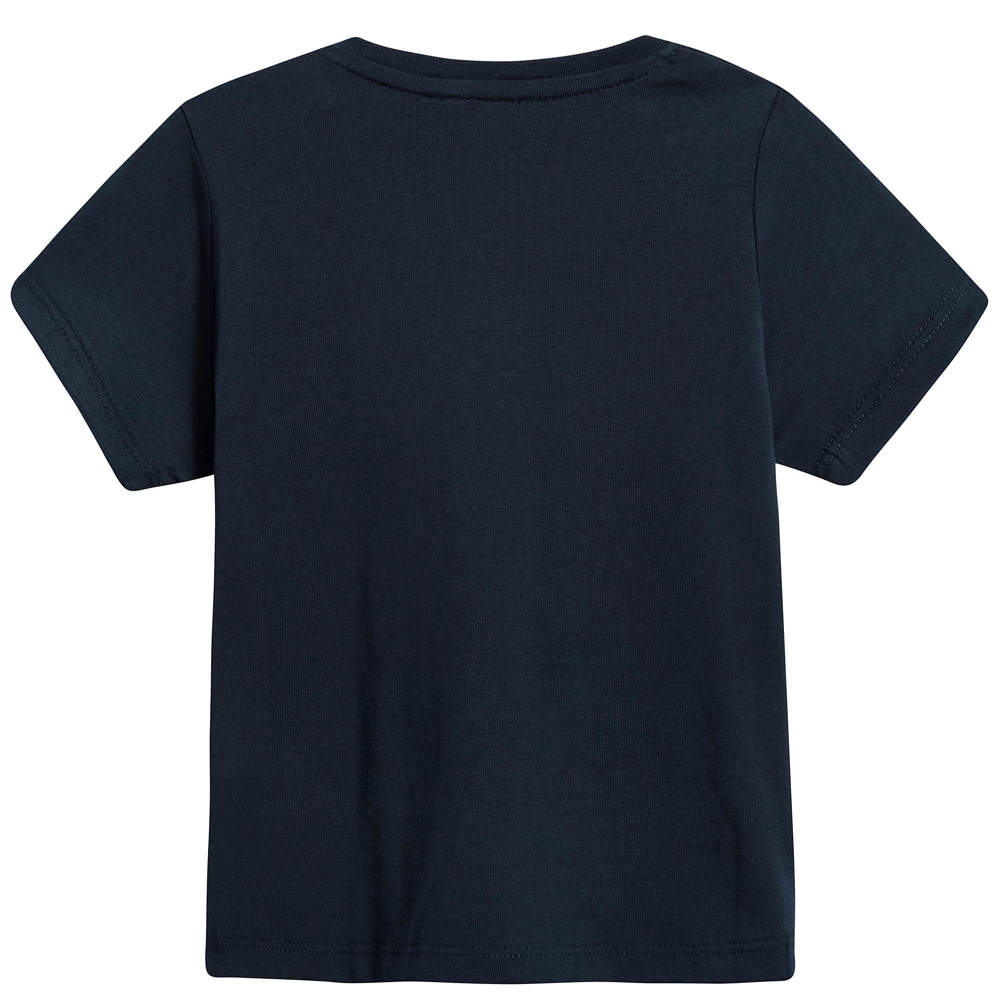 Baby Boys Navy Blue Logo Cotton T-shirt