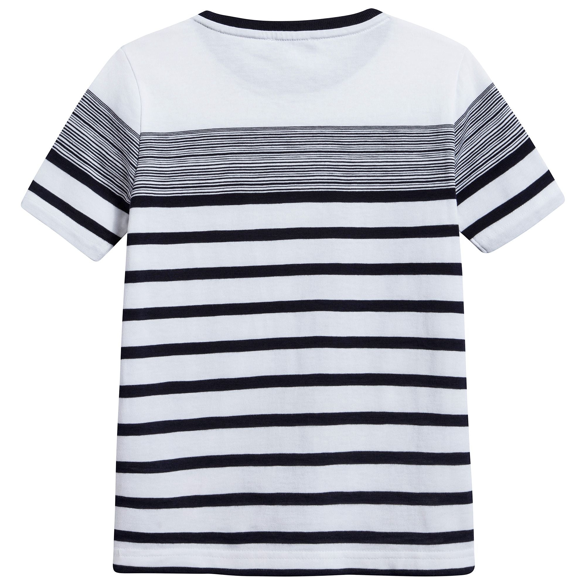 Boys White  &   Black  Striped   Cotton  T-Shirt