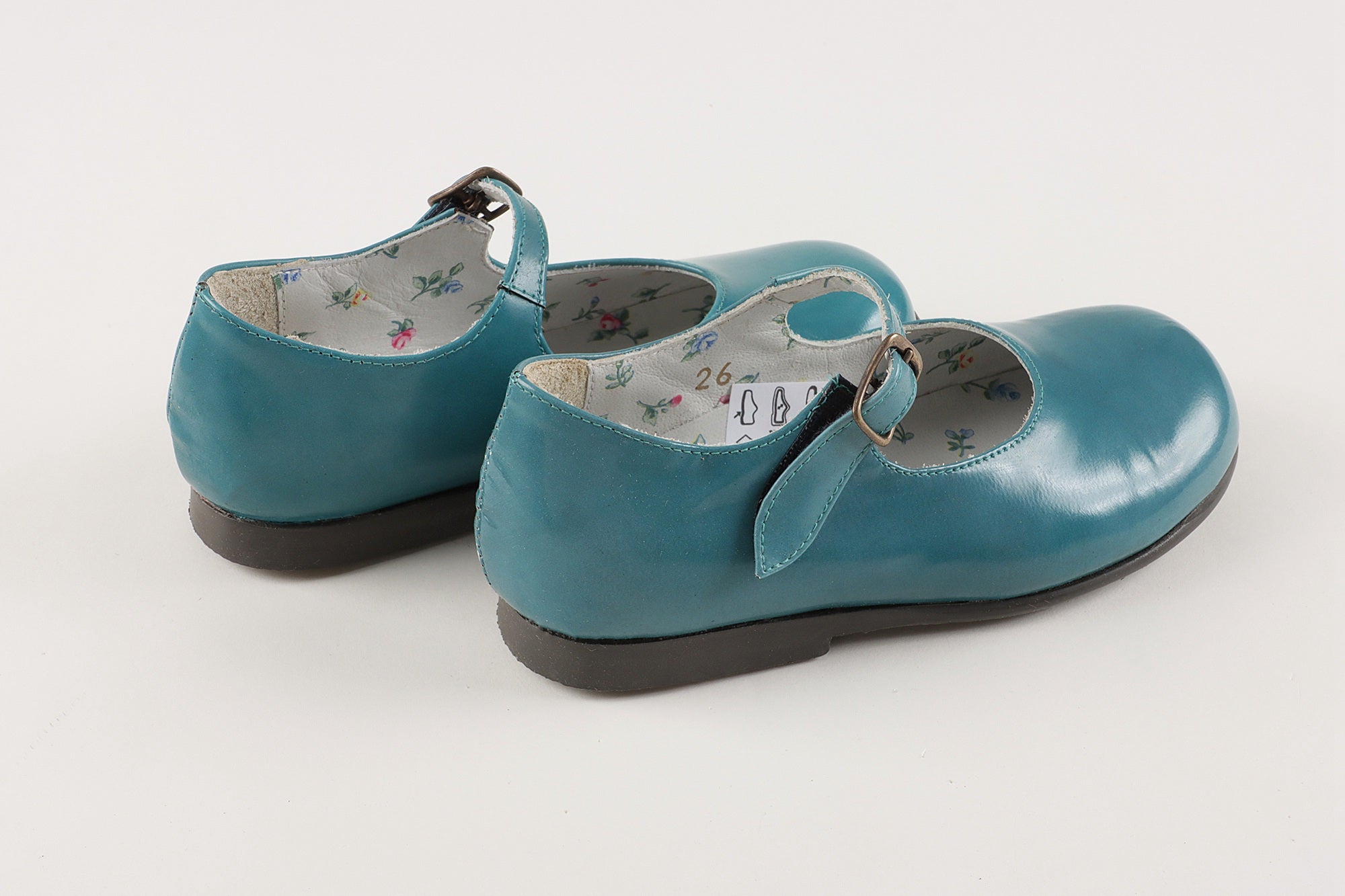 Girls Blue Leather Flat Shoes