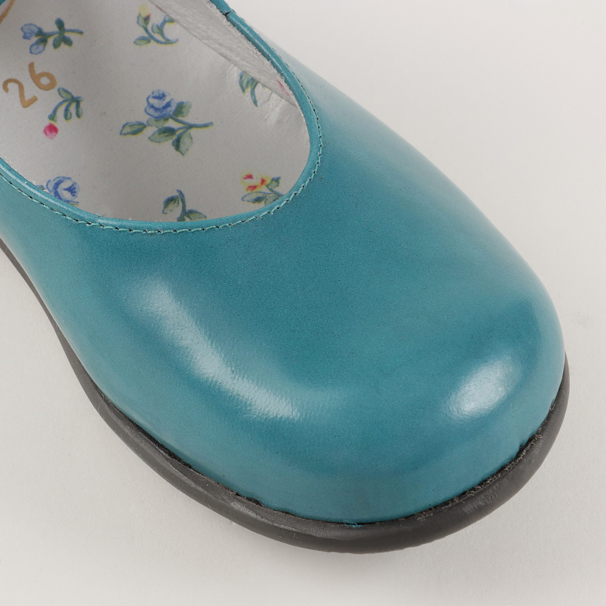 Girls Blue Leather Flat Shoes
