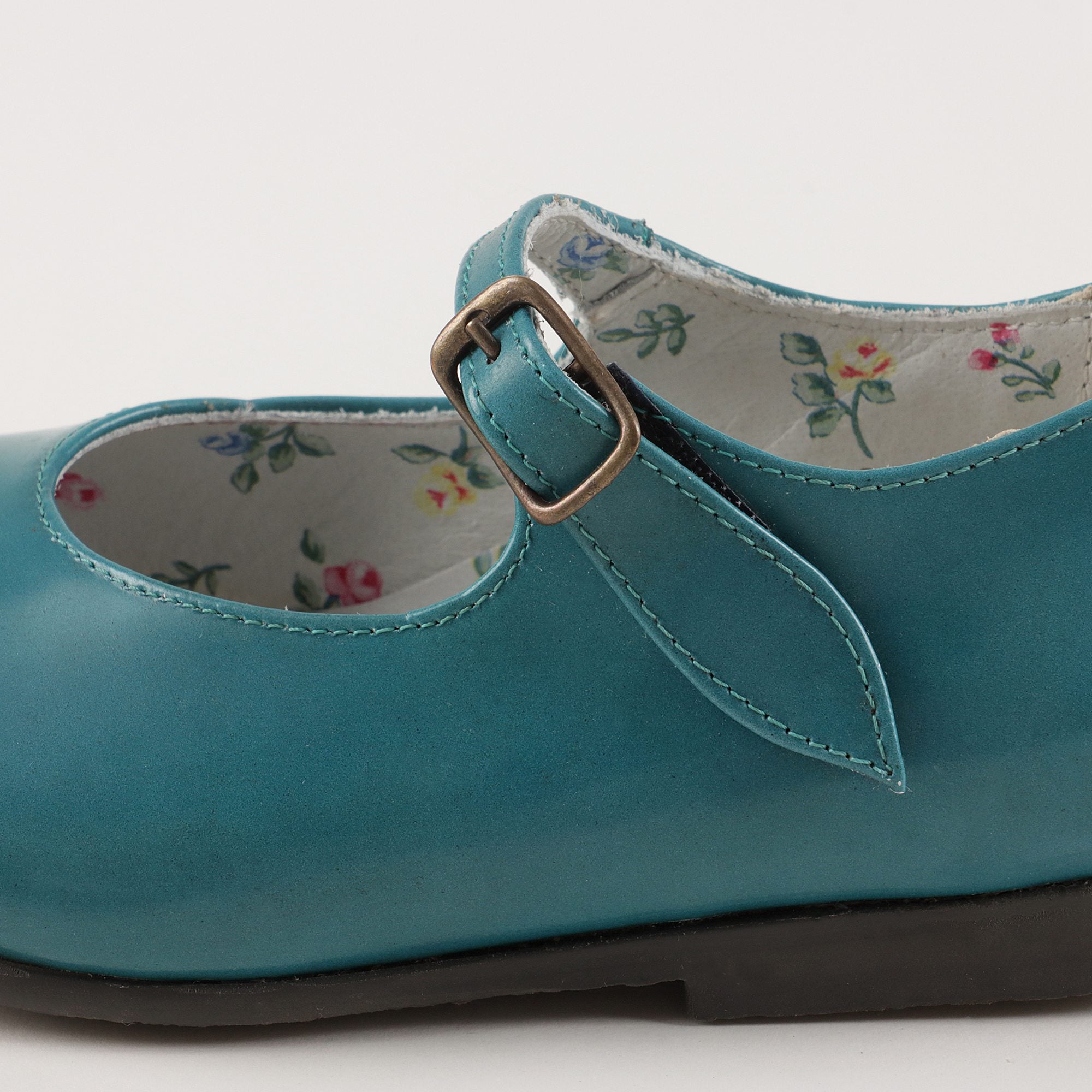 Girls Blue Leather Flat Shoes