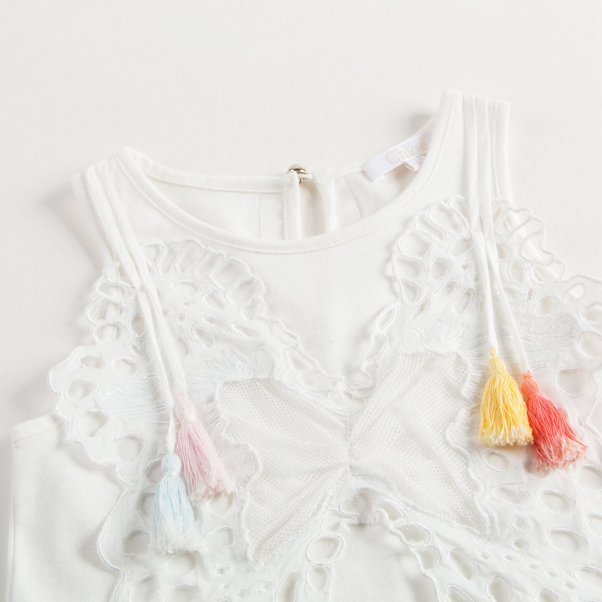 Girls White Butterfly Lace Vest