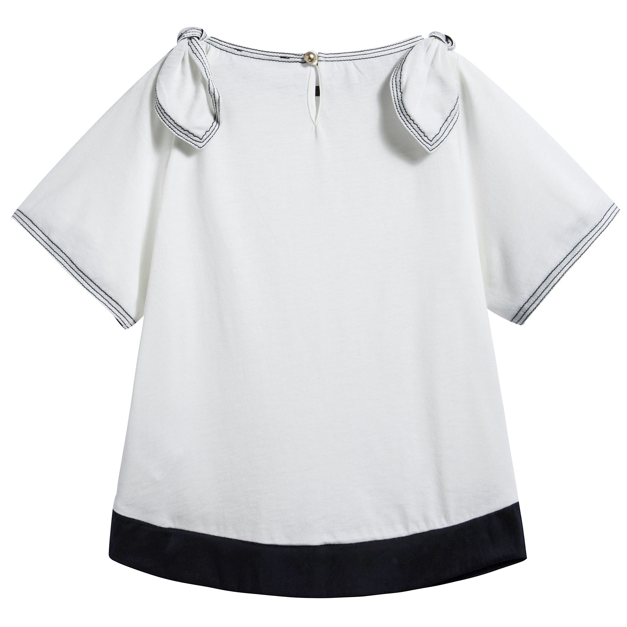 Girls White Cotton T-shirt