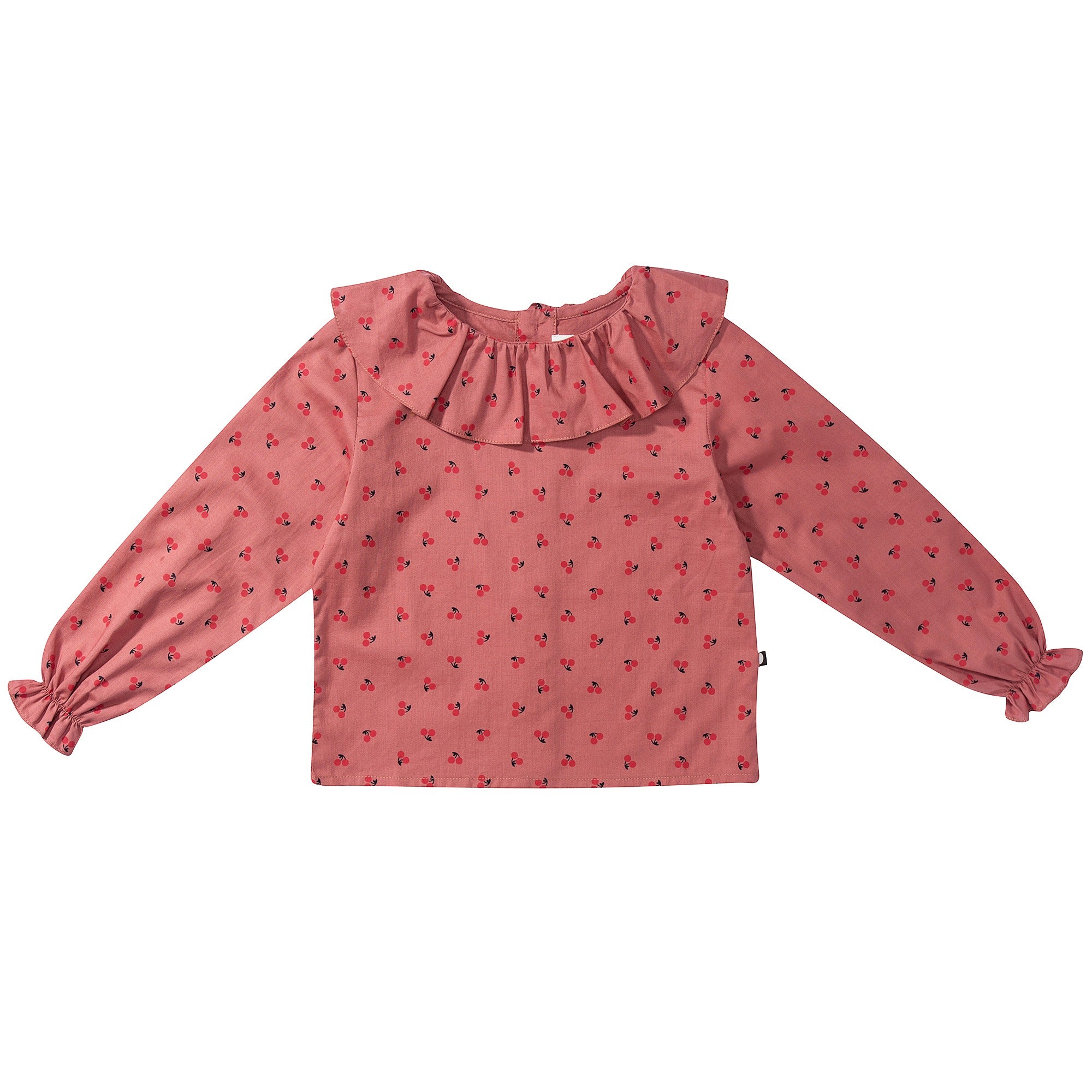 Girls Rose Pink Cherry Blouse With Collar