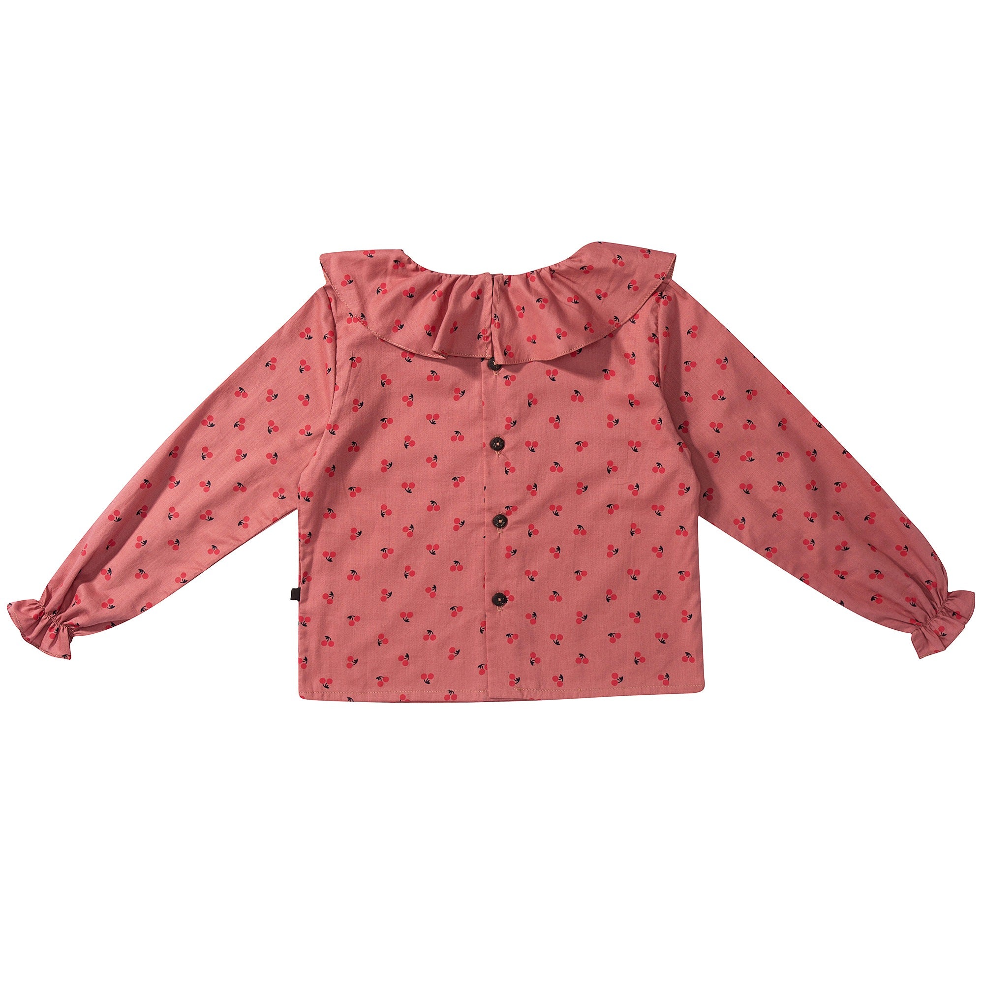 Girls Rose Pink Cherry Blouse With Collar