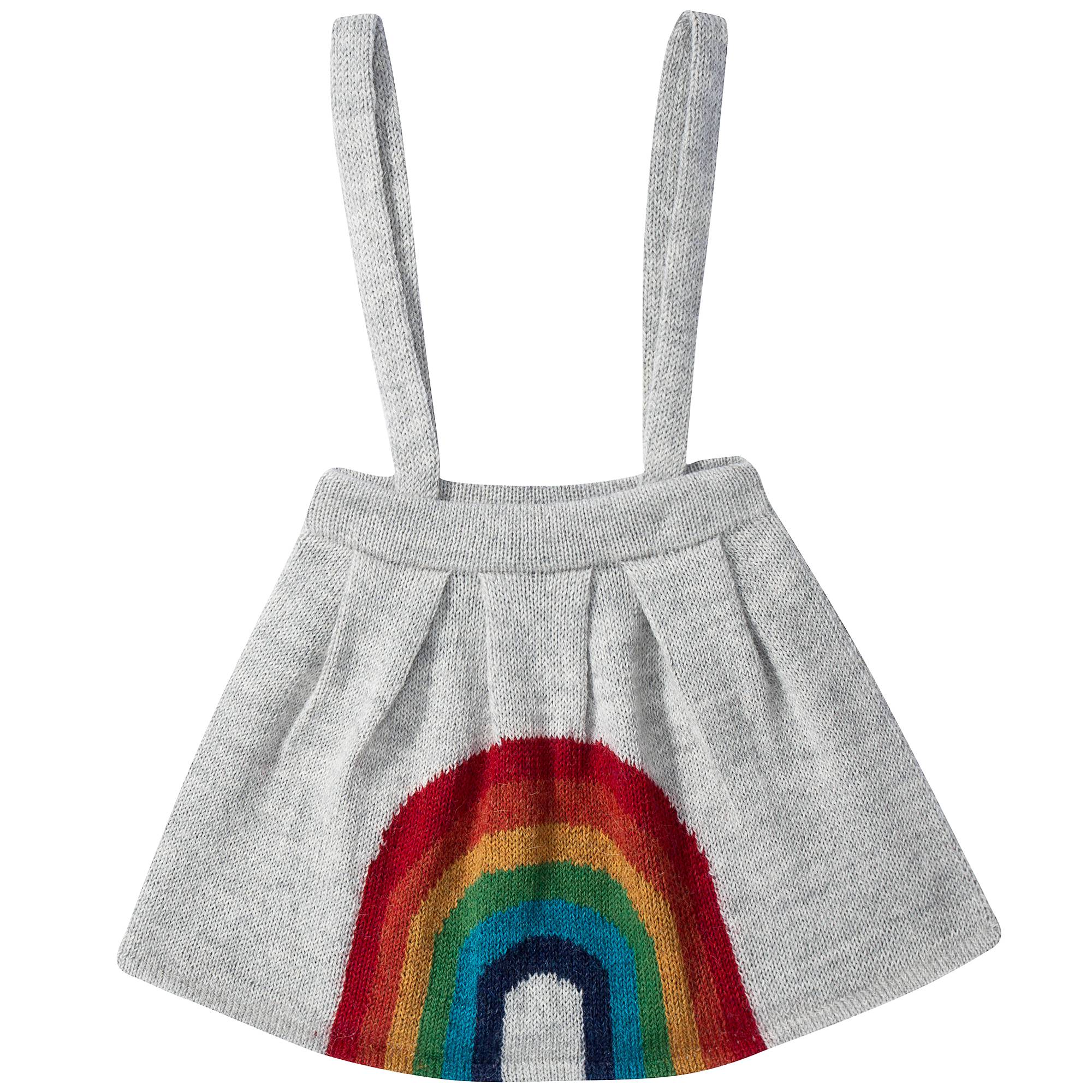 Girls Light Grey Rainbow Alpaca Wool Skirt