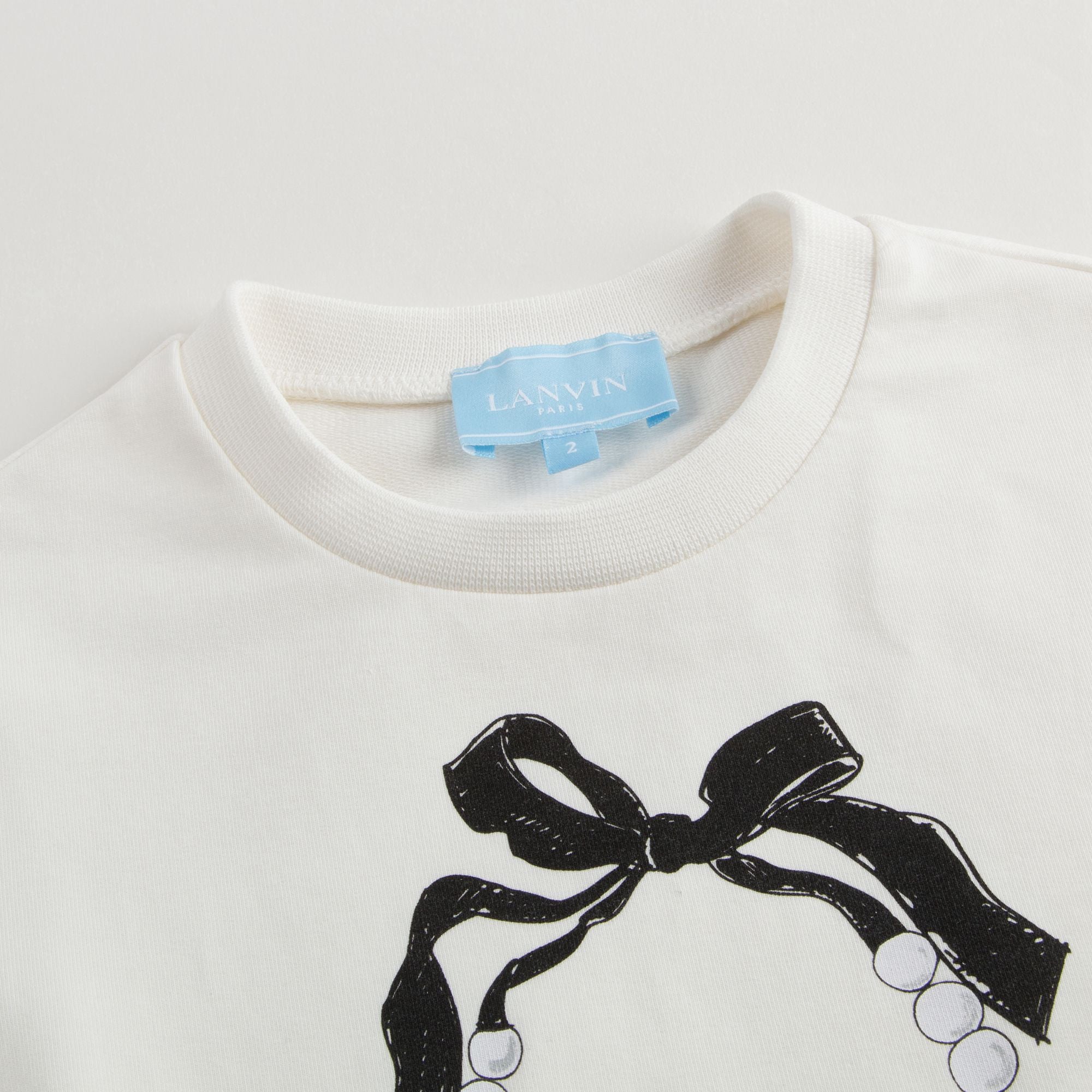 Girls White Necklace Printed Sweatshirt