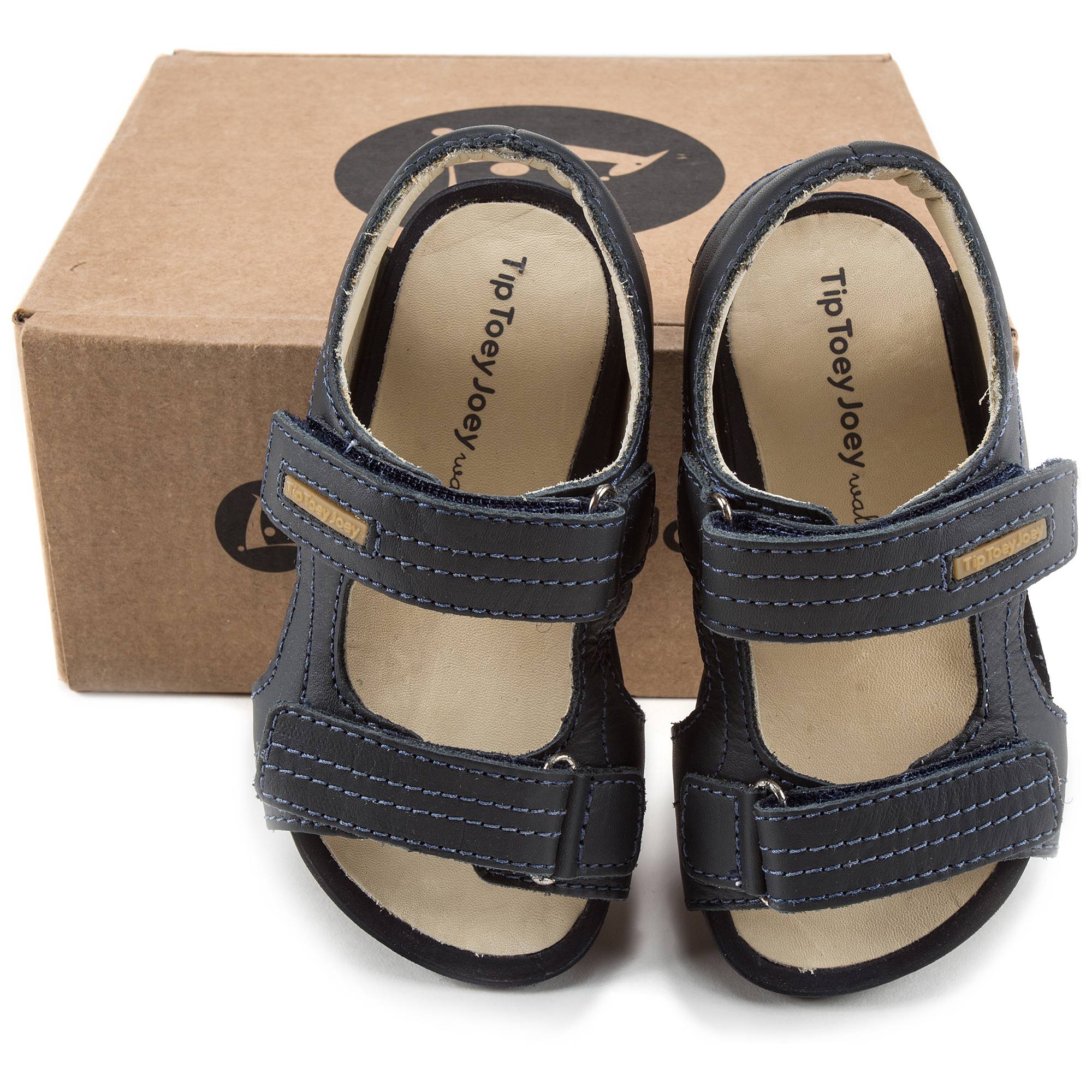 Boys Navy Leather Sandal