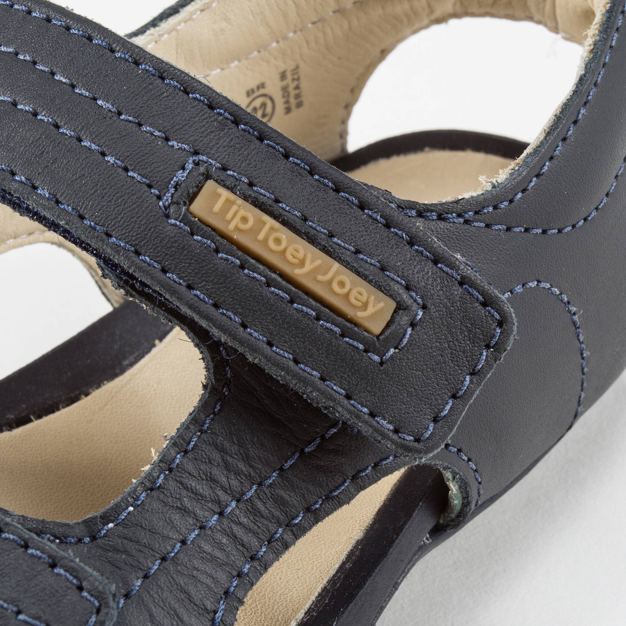 Boys Navy Leather Sandal