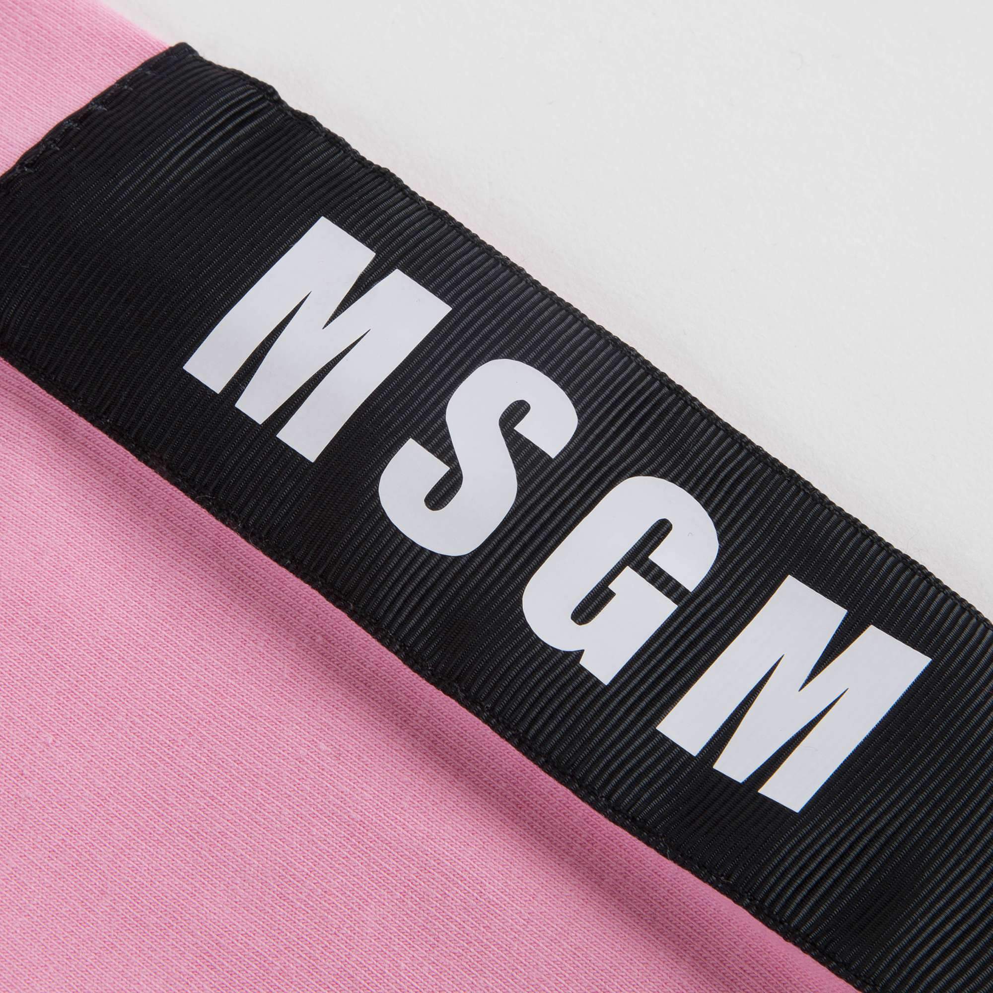 Girls Pink Logo Cotton Leggings
