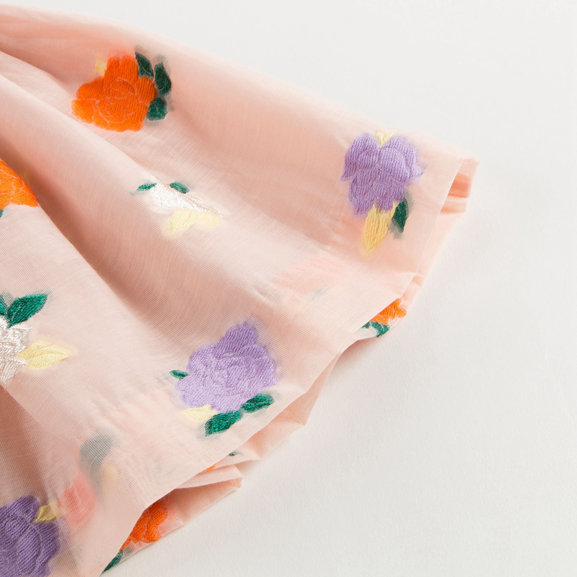 Girls Pale Pink Flowers Skirt