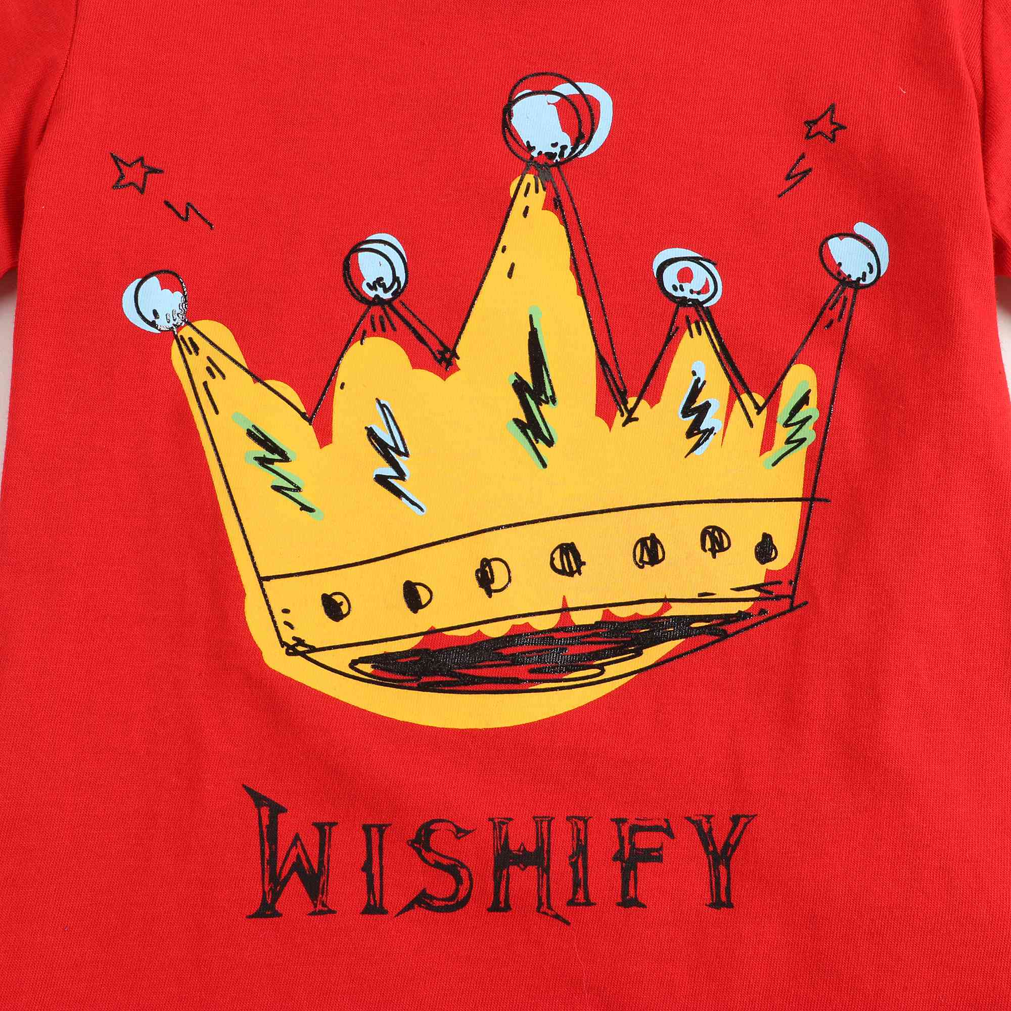 Baby Girls Red & Yellow Cotton T-shirt