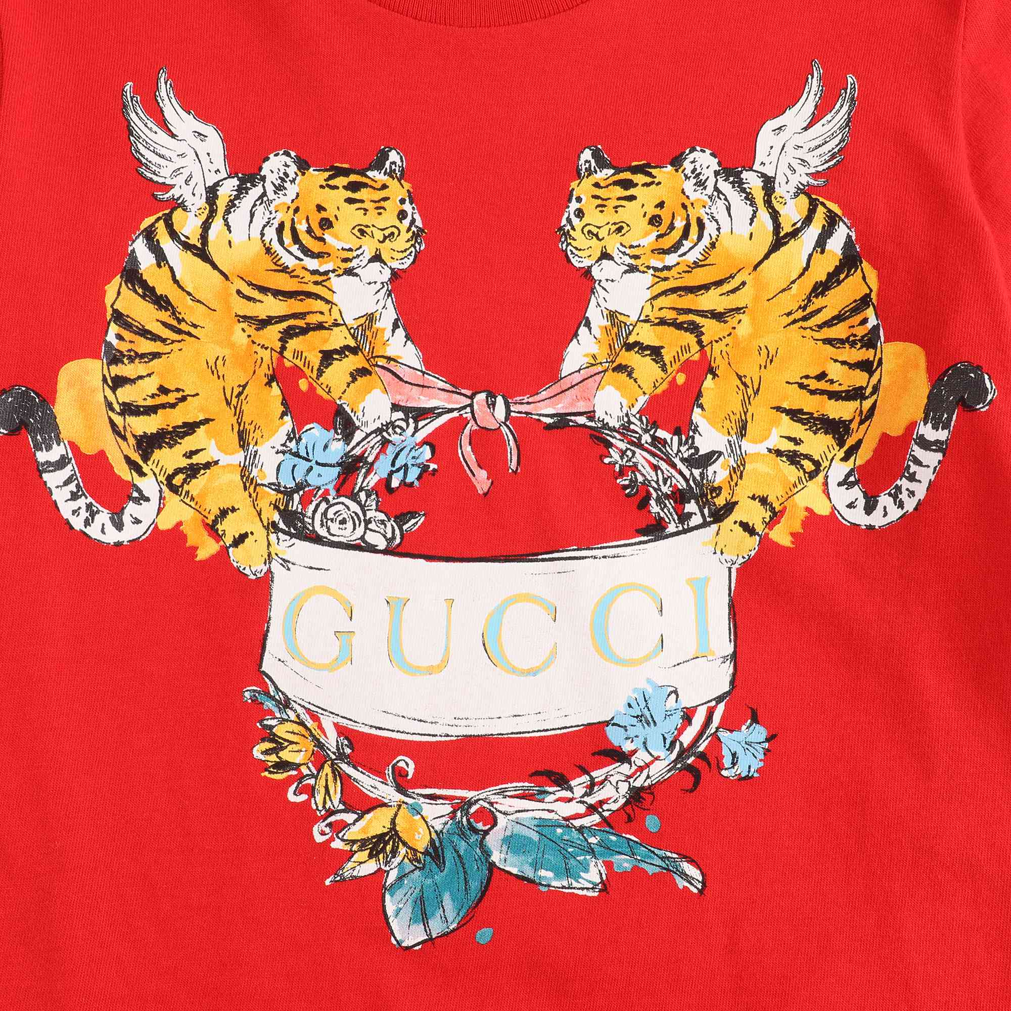 Baby Girls Red Printed Cotton T-shirt