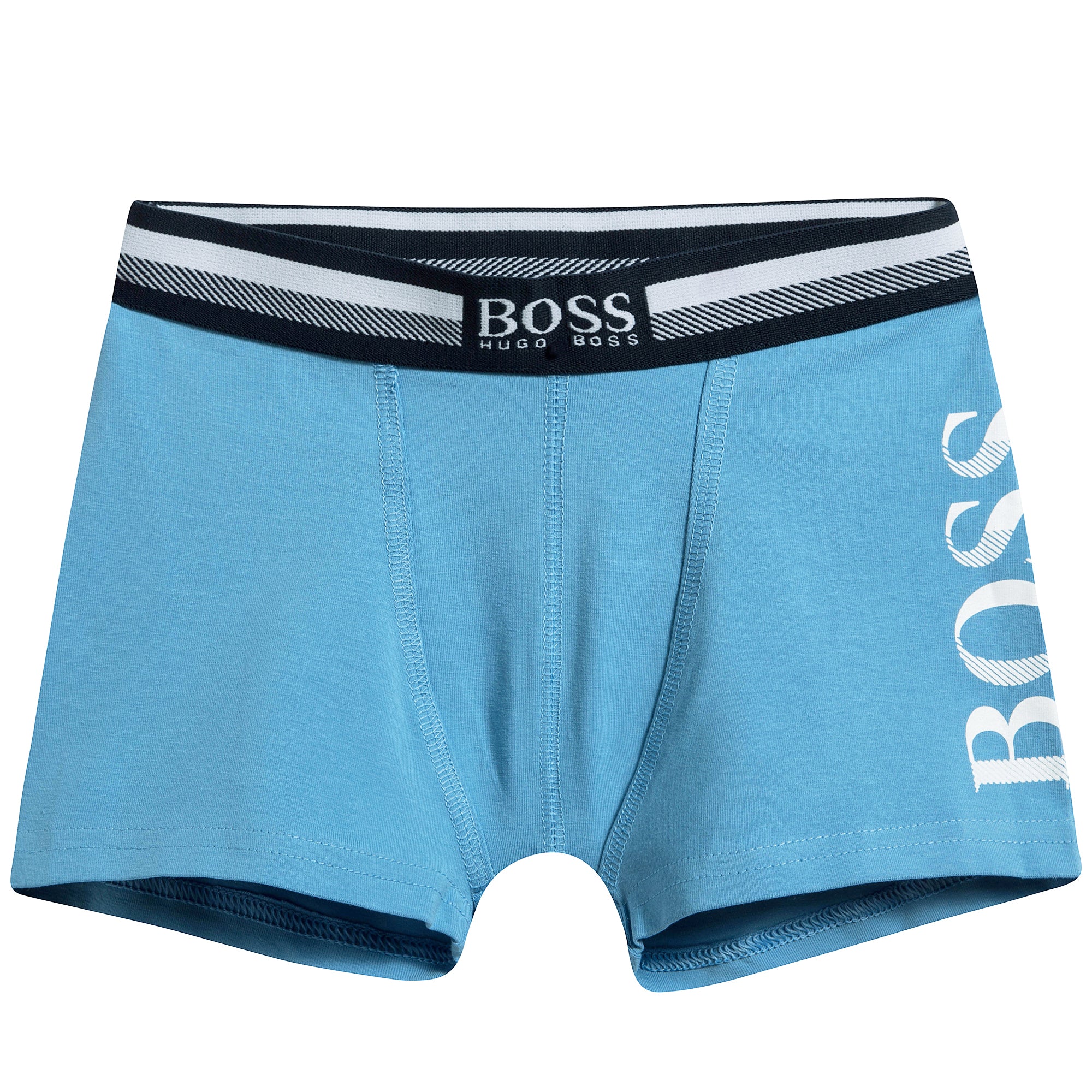 Boys Blue Cotton Logo Underwear