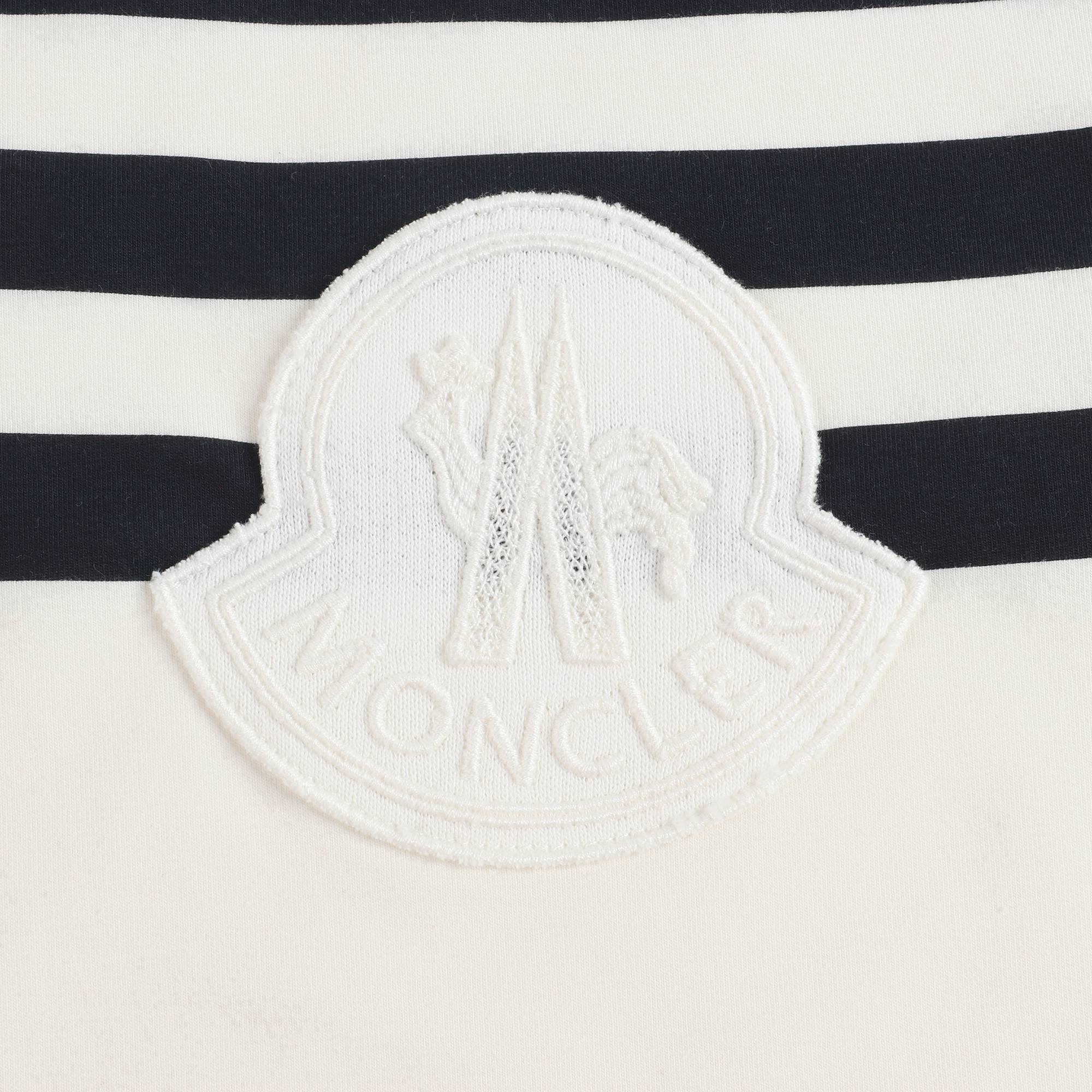 Baby Girls White & Black Stripes T-shirt