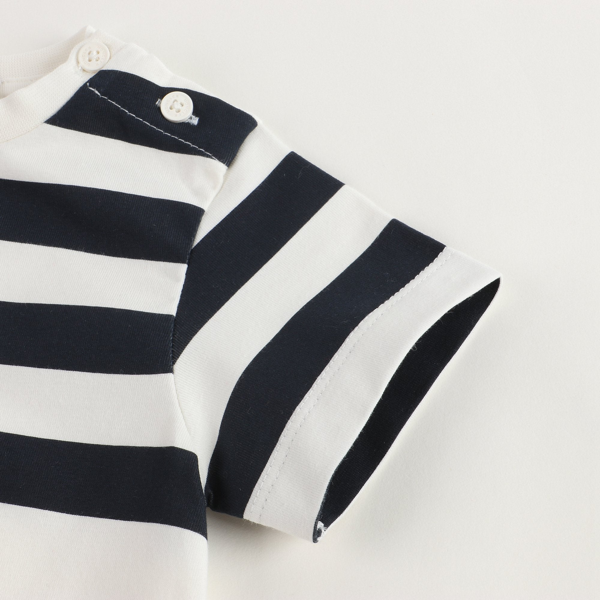 Baby Girls White & Black Stripes T-shirt