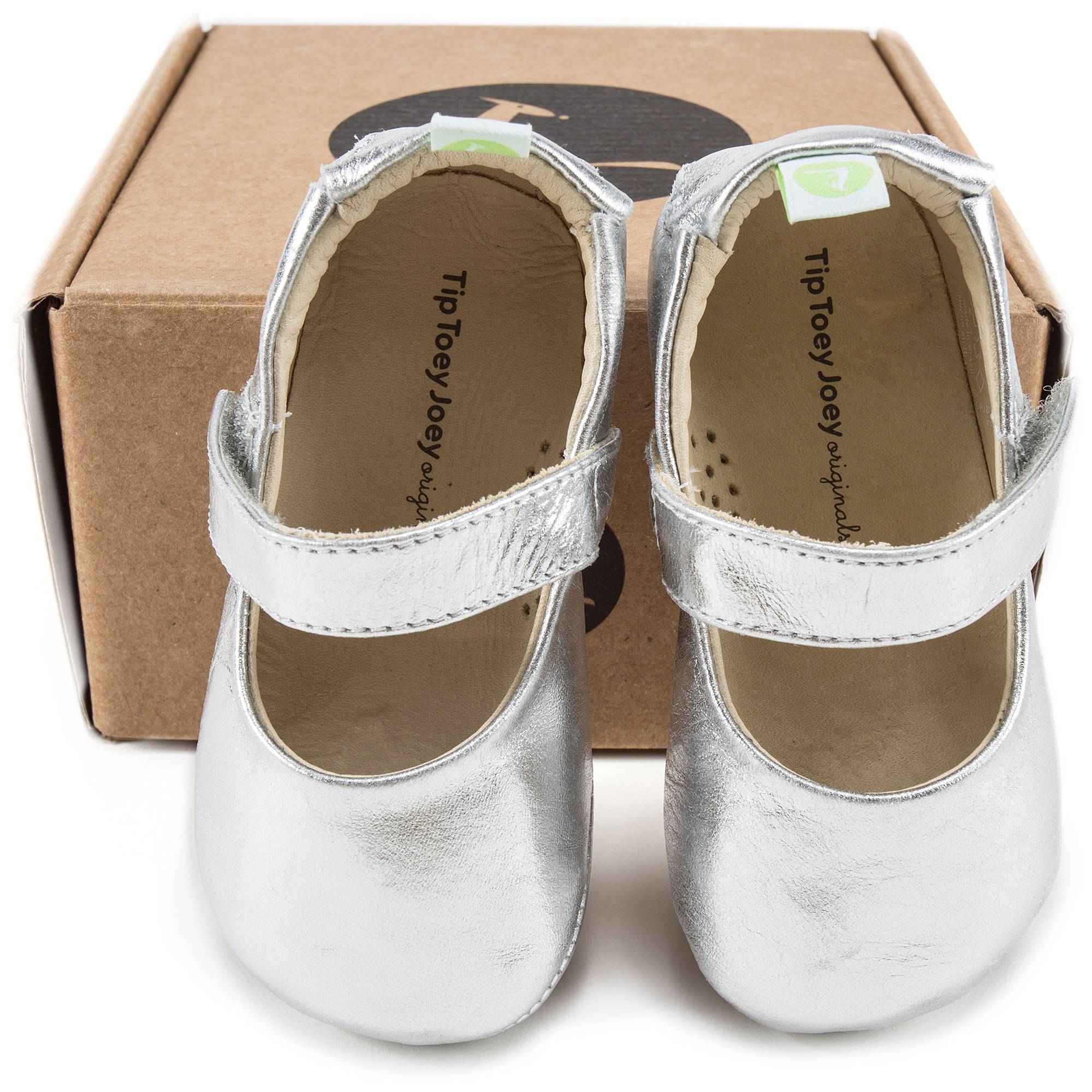 Baby Girls Sterling Silver Leather Shoes