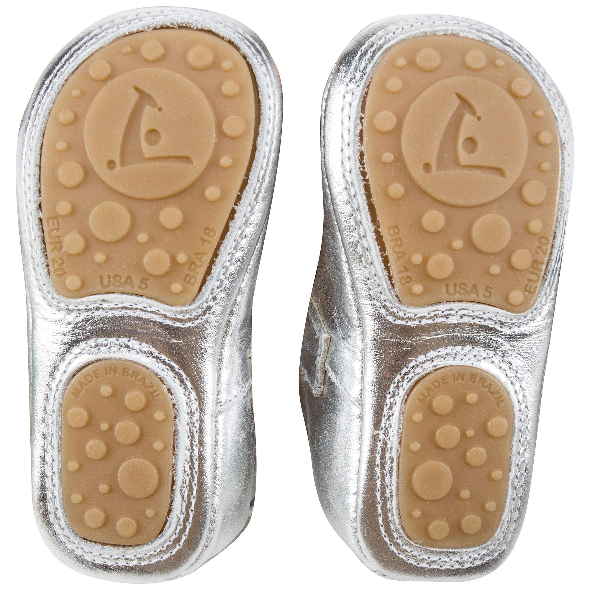 Baby Girls Sterling Silver Leather Shoes