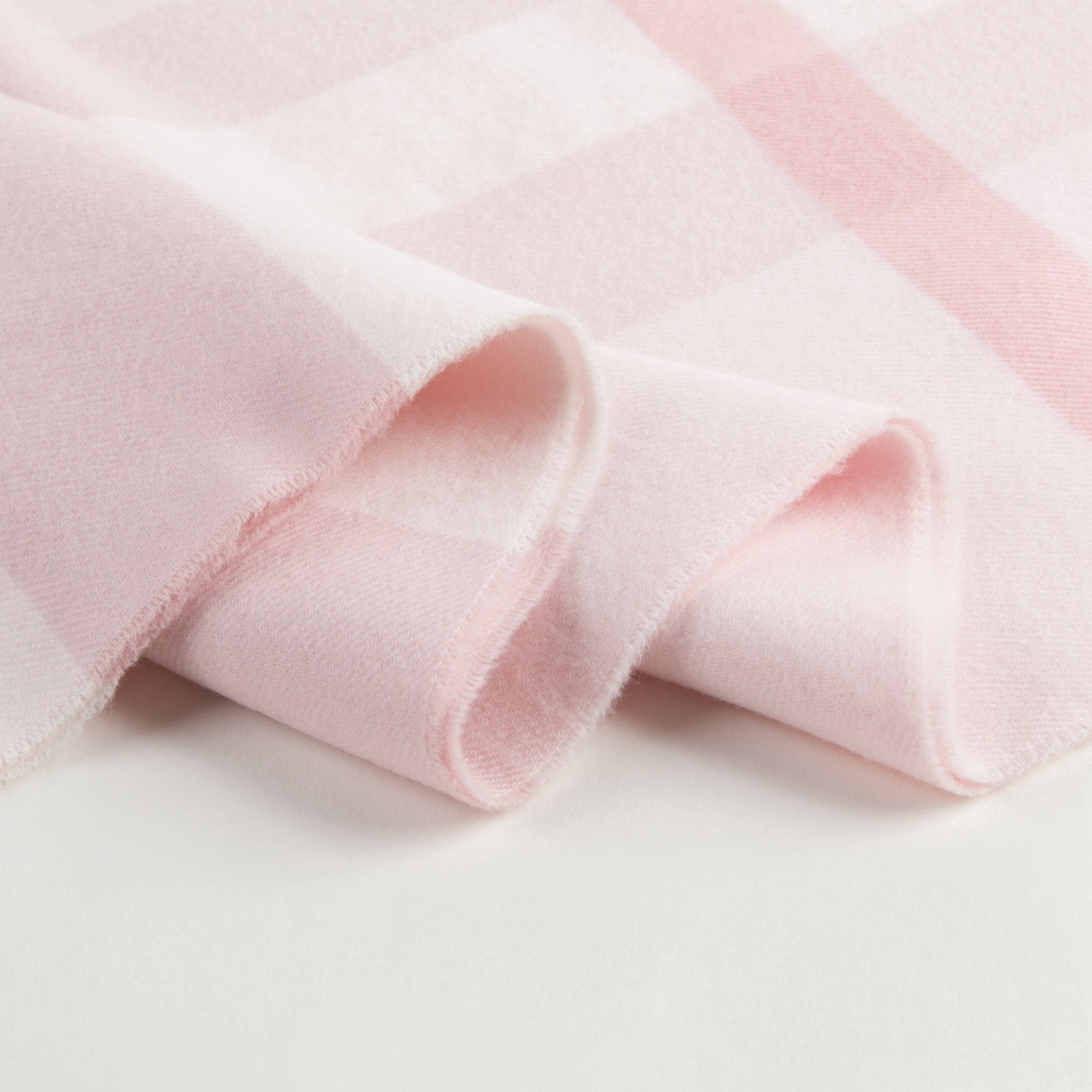 Girls Powder Pink Checked Wool Scarf