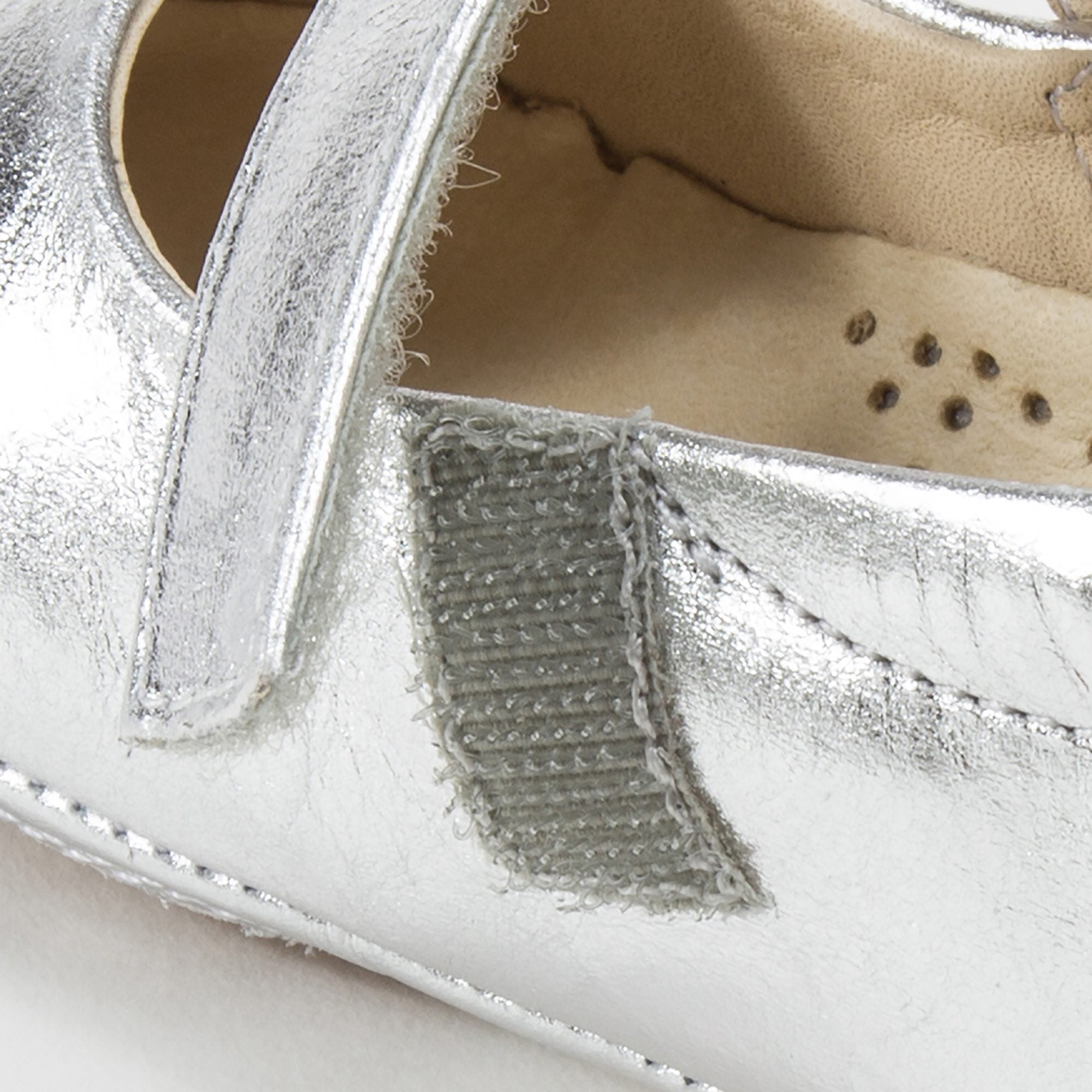 Baby Girls Sterling Silver Leather Shoes