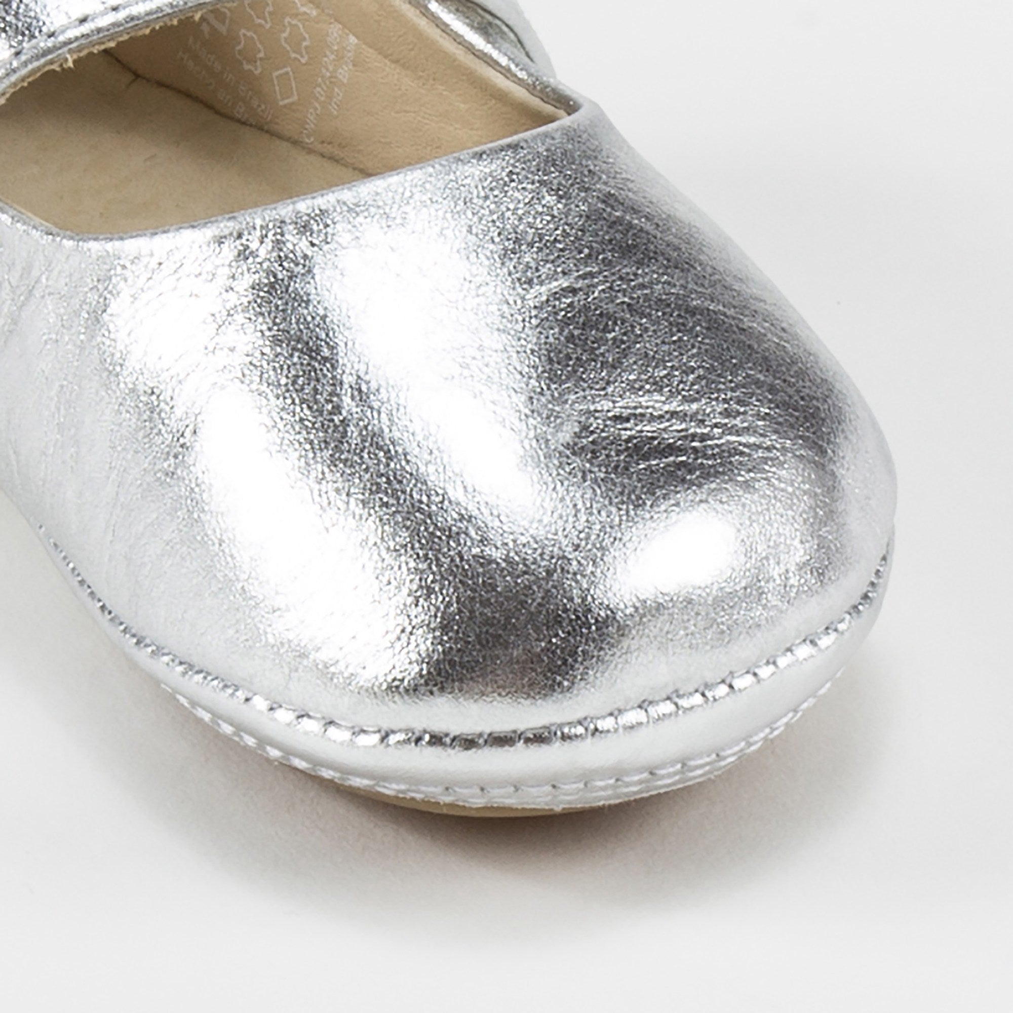 Baby Girls Sterling Silver Leather Shoes