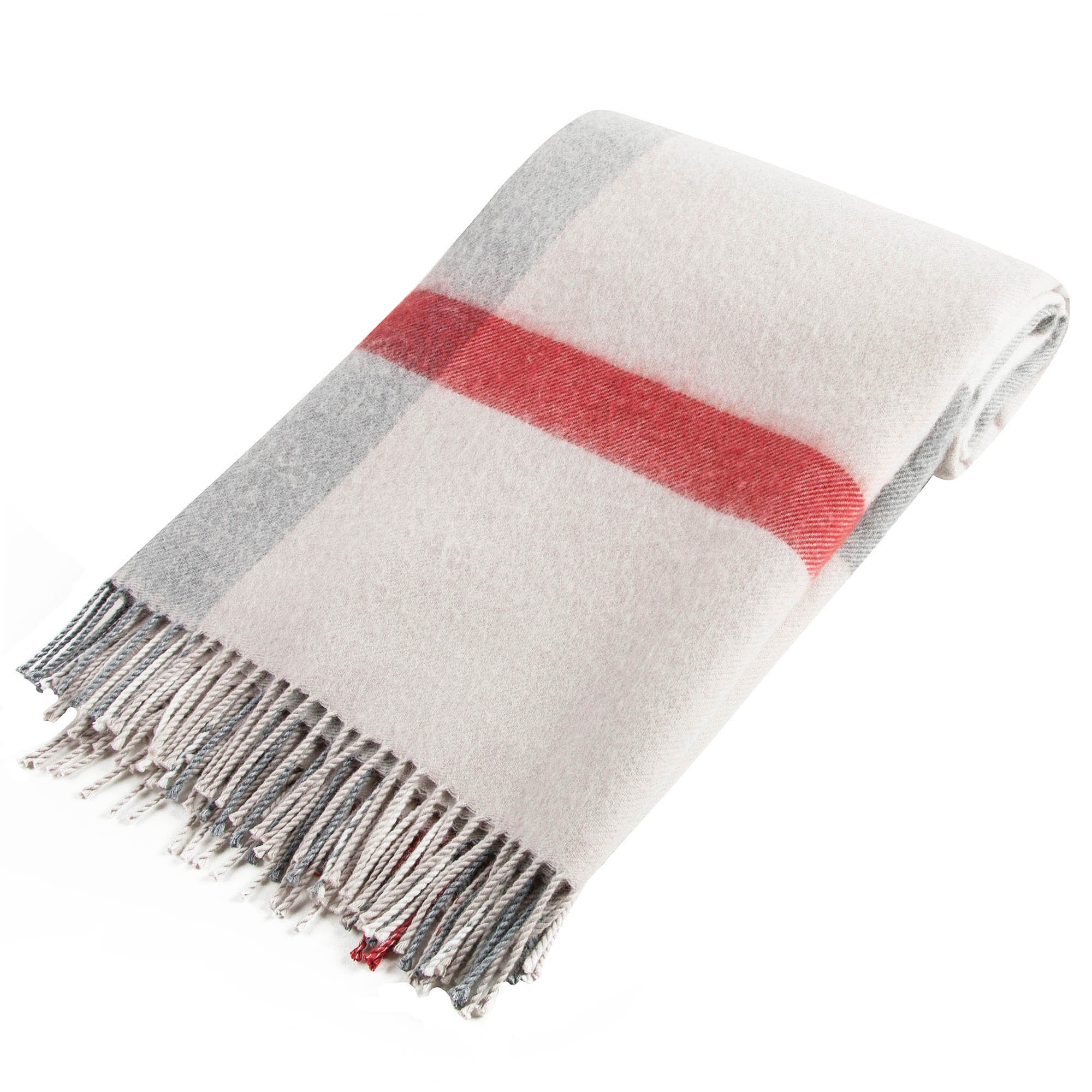 Girls Ivory Check Wool Scarf