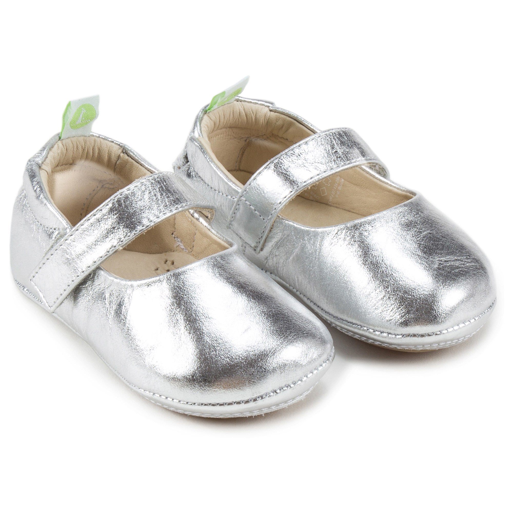 Baby Girls Sterling Silver Leather Shoes