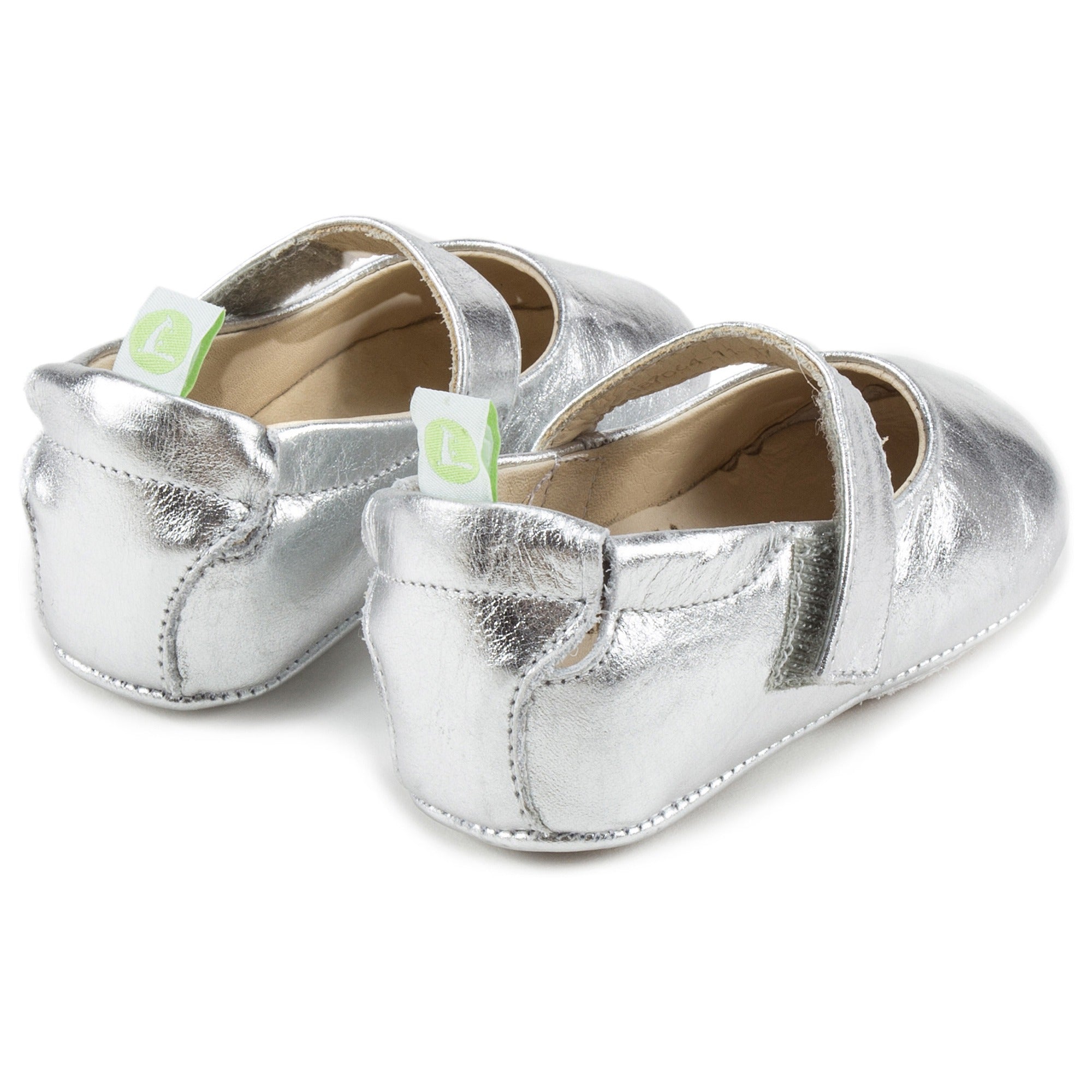 Baby Girls Sterling Silver Leather Shoes