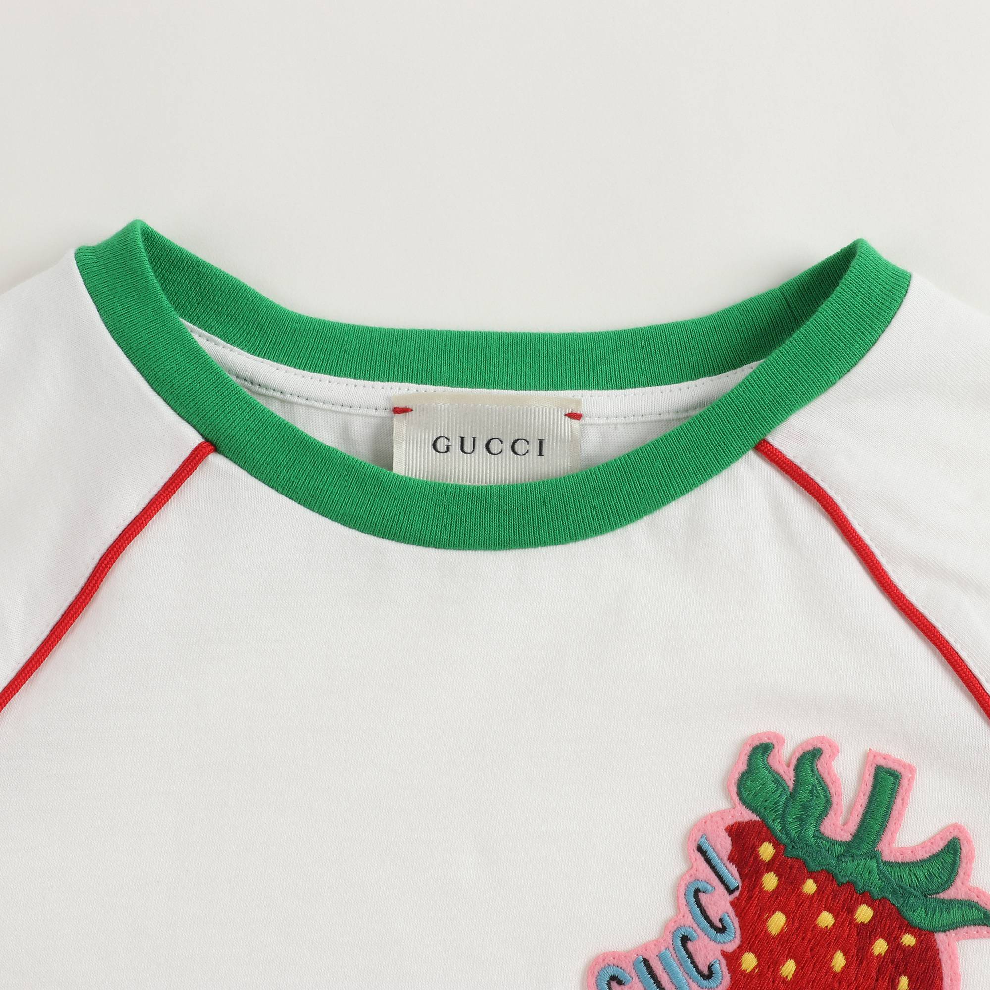 Girls White Strawberry Cotton T-shirt