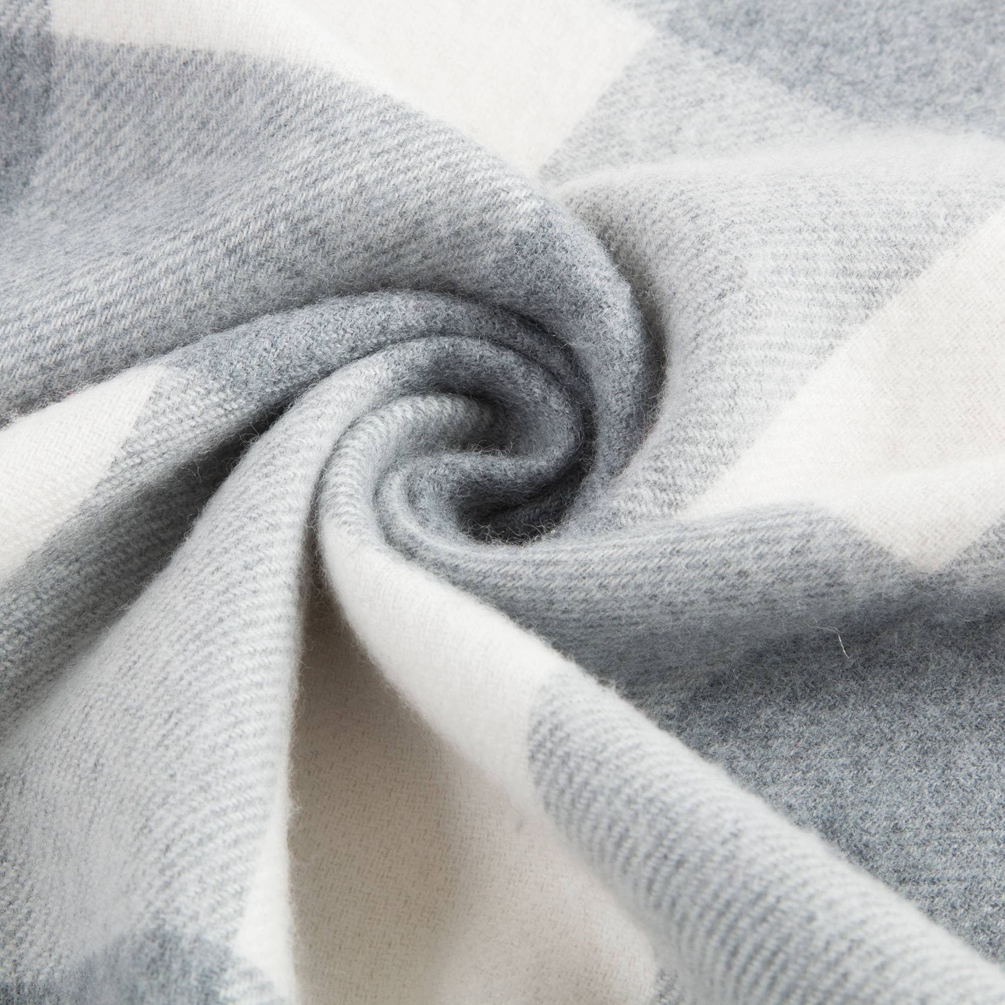 Girls Ivory Check Wool Scarf