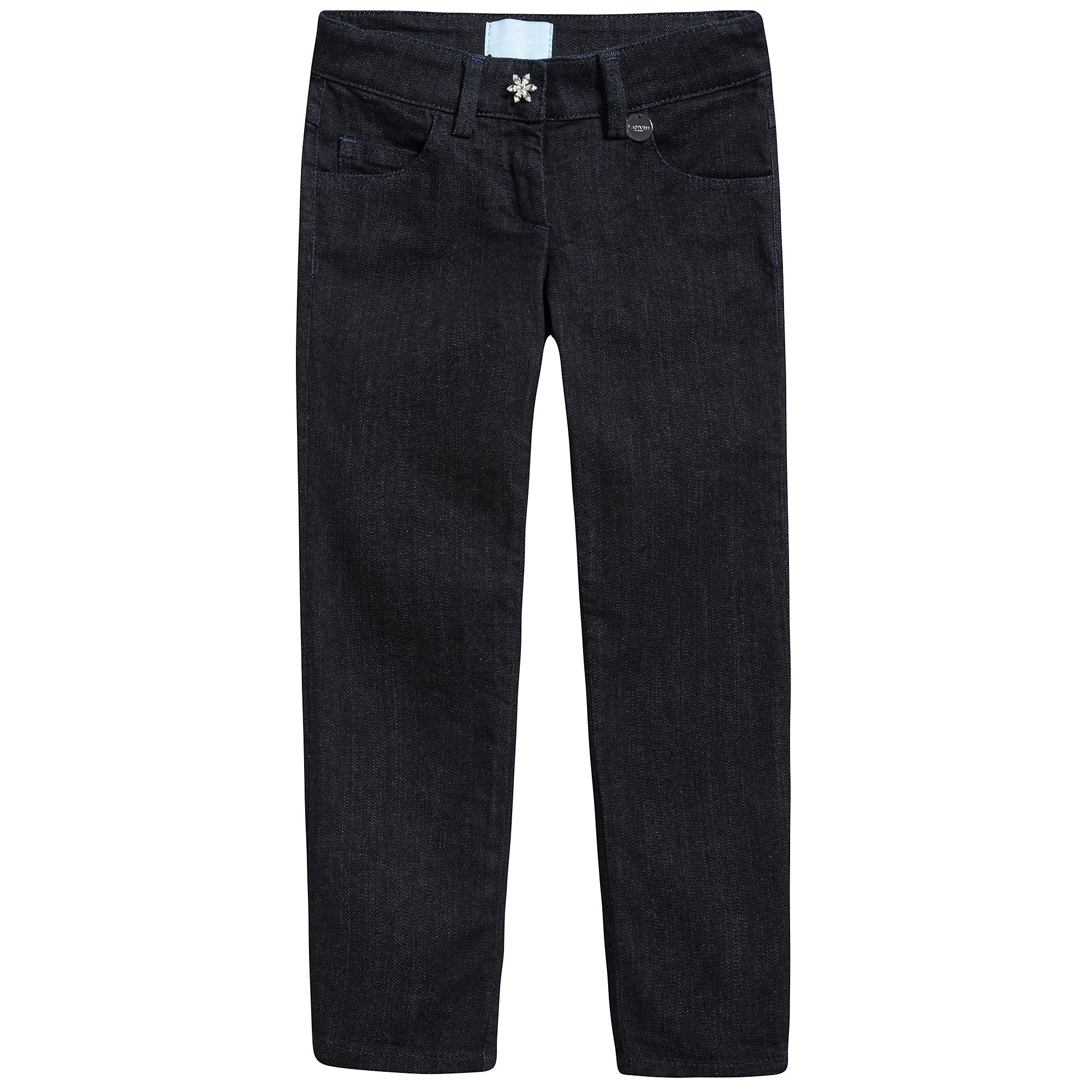 Girls Blue Cotton Denim Trousers