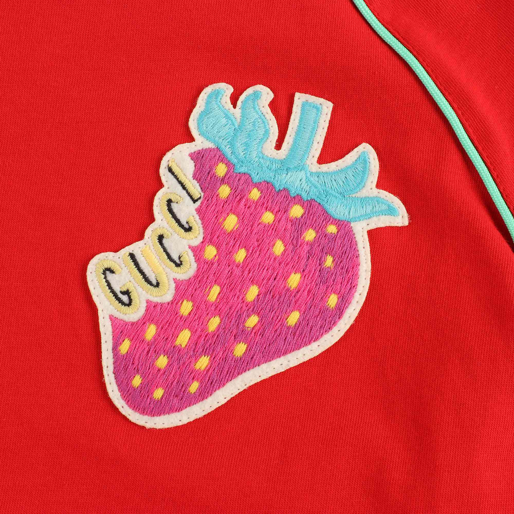 Girls Red Strawberry Cotton T-shirt