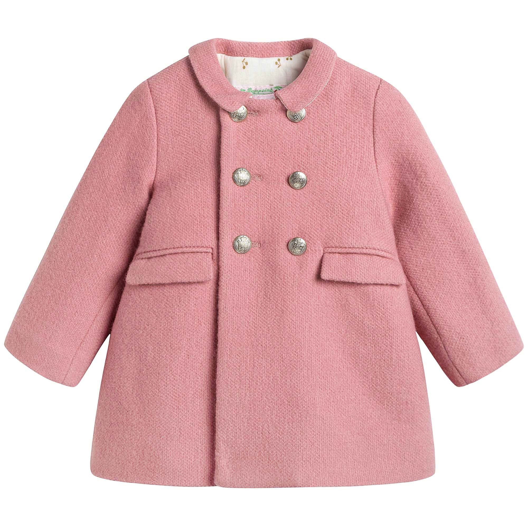 Baby Girls Pink With Gold Bottons Coat - CÉMAROSE | Children's Fashion Store - 1