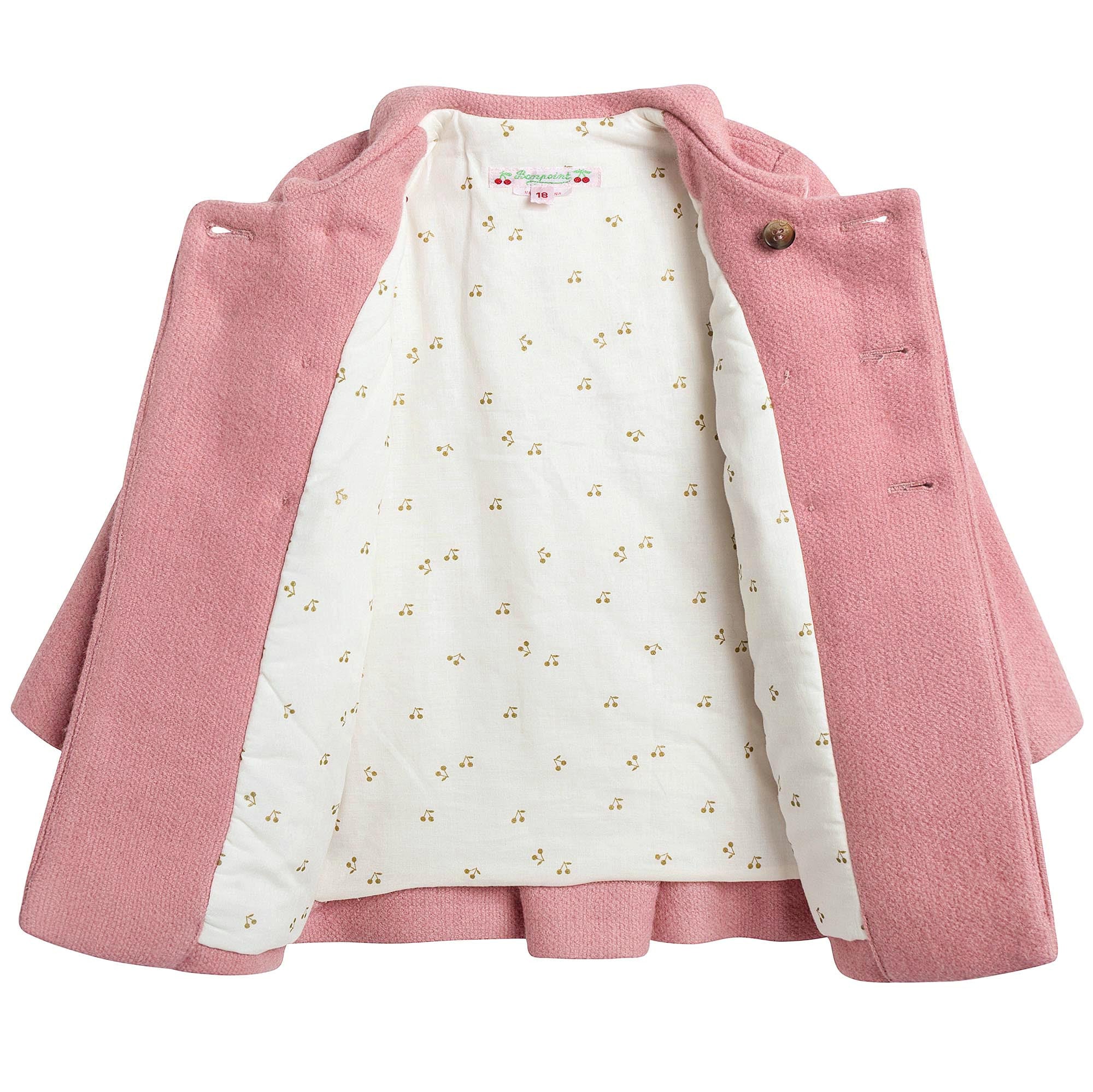 Baby Girls Pink With Gold Bottons Coat - CÉMAROSE | Children's Fashion Store - 3