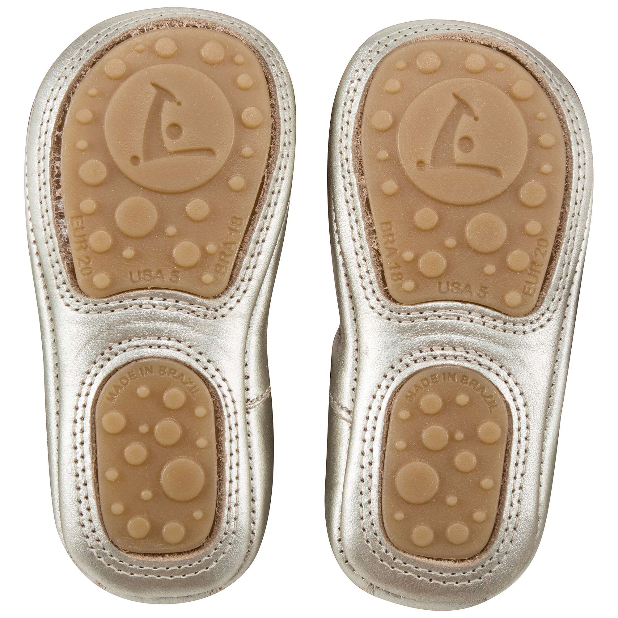 Baby Girls White Gold Leather Shoes
