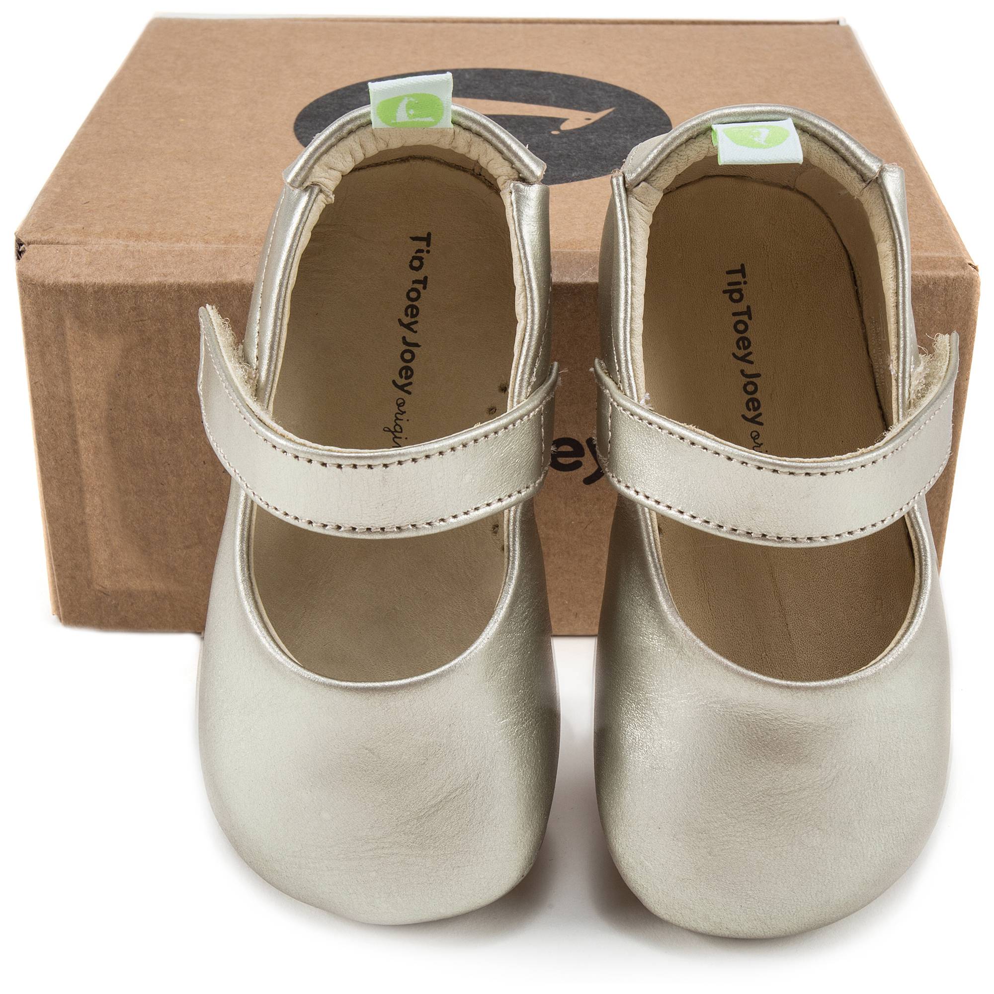 Baby Girls White Gold Leather Shoes